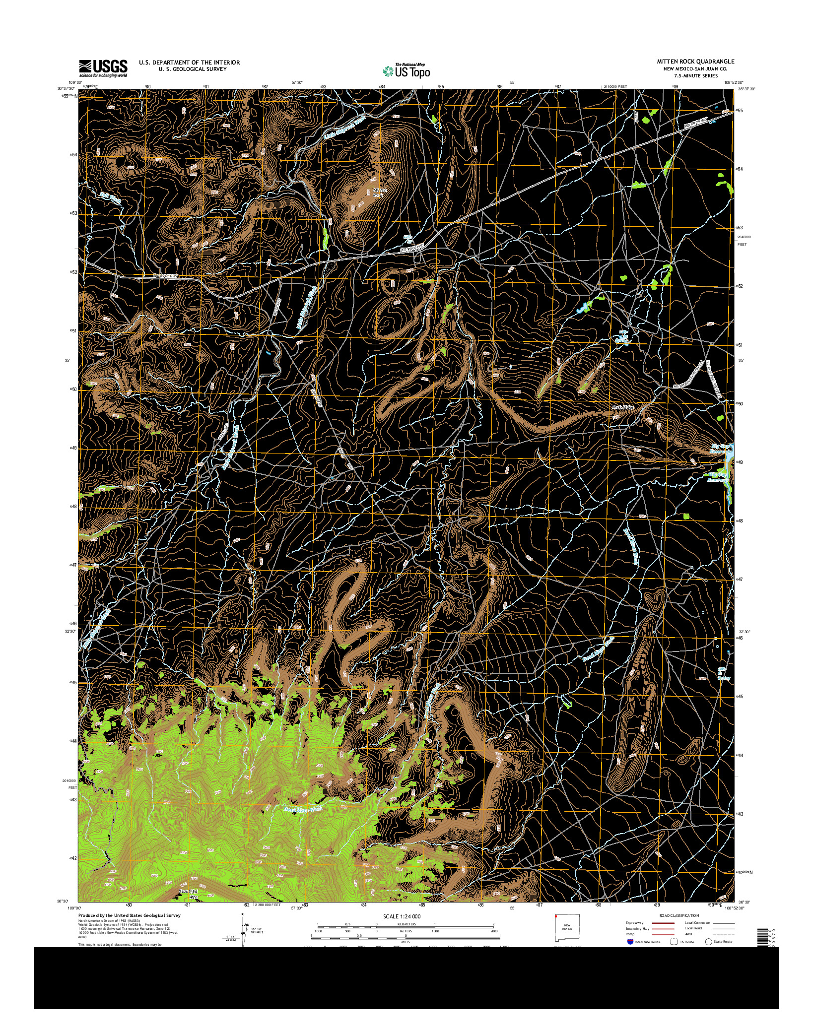 USGS US TOPO 7.5-MINUTE MAP FOR MITTEN ROCK, NM 2013