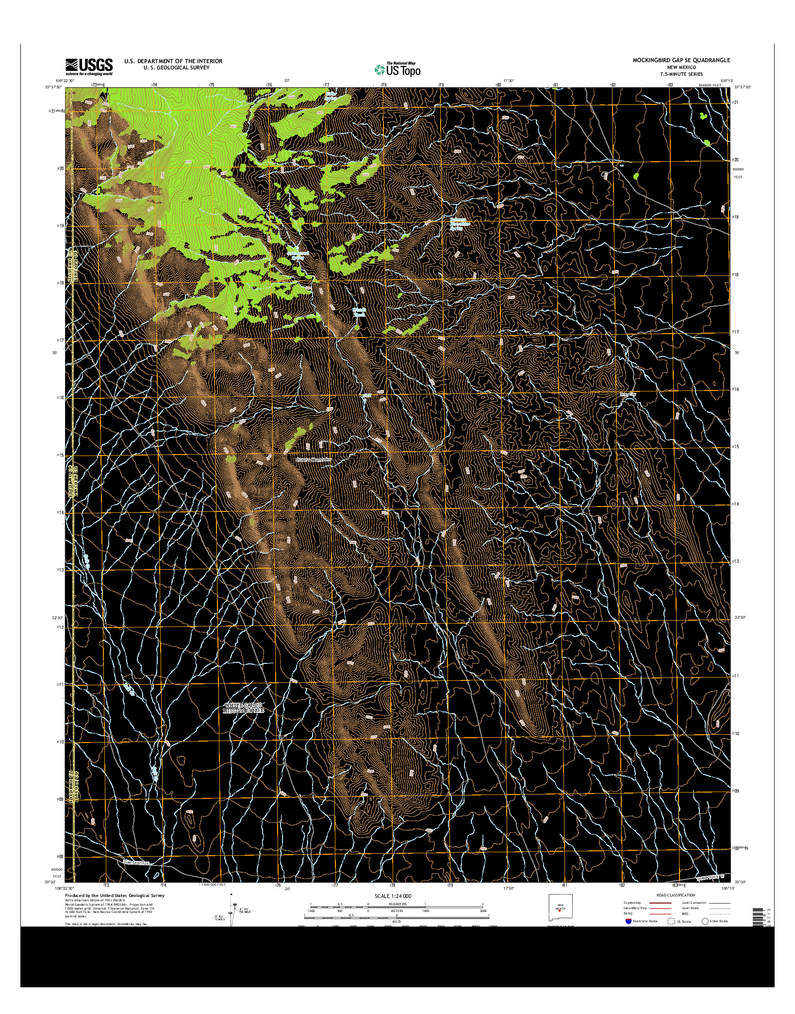 USGS US TOPO 7.5-MINUTE MAP FOR MOCKINGBIRD GAP SE, NM 2013