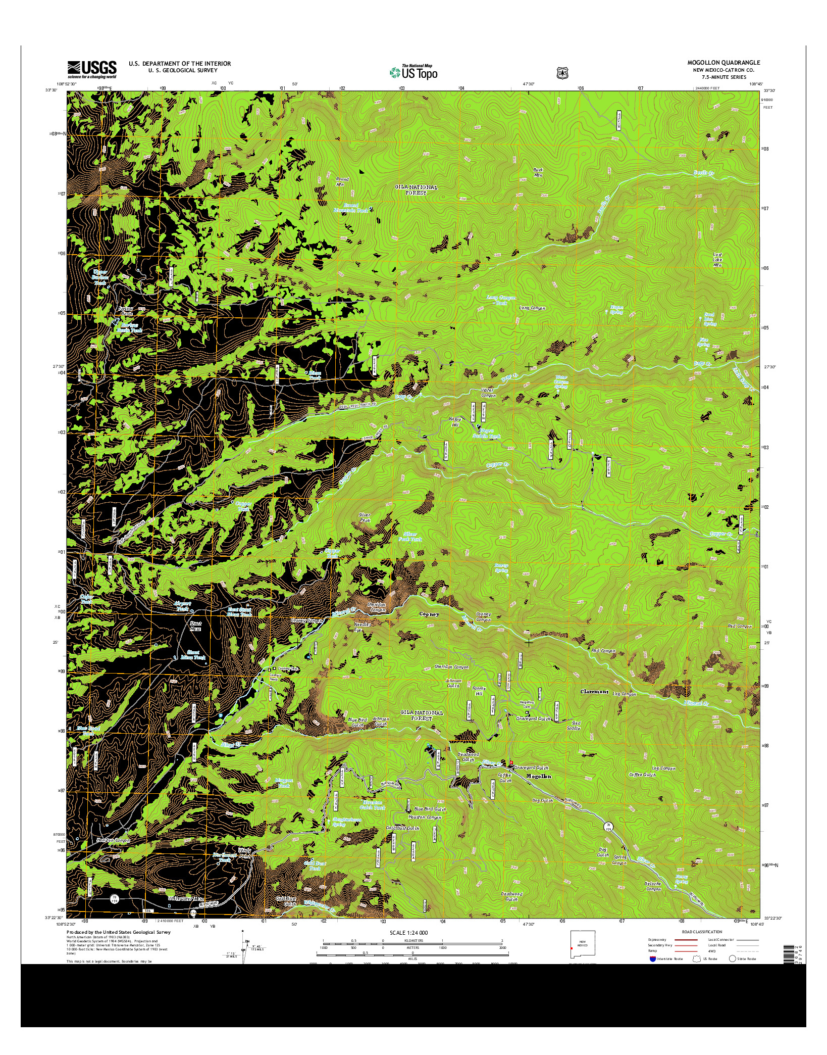 USGS US TOPO 7.5-MINUTE MAP FOR MOGOLLON, NM 2013