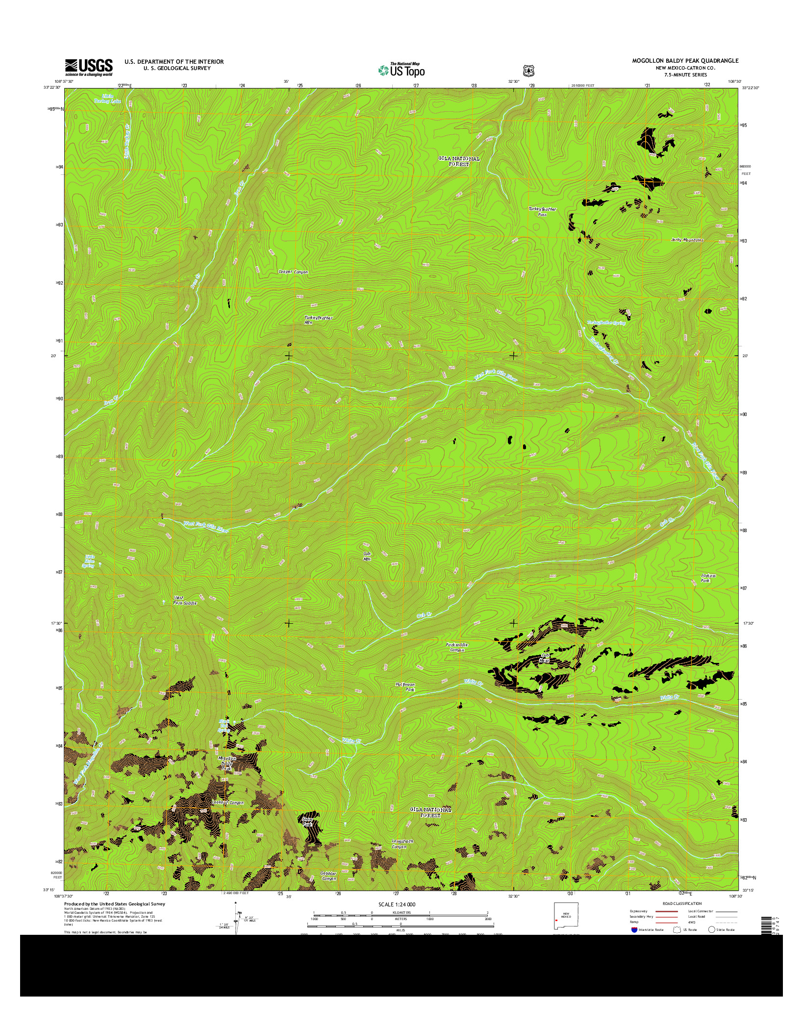 USGS US TOPO 7.5-MINUTE MAP FOR MOGOLLON BALDY PEAK, NM 2013