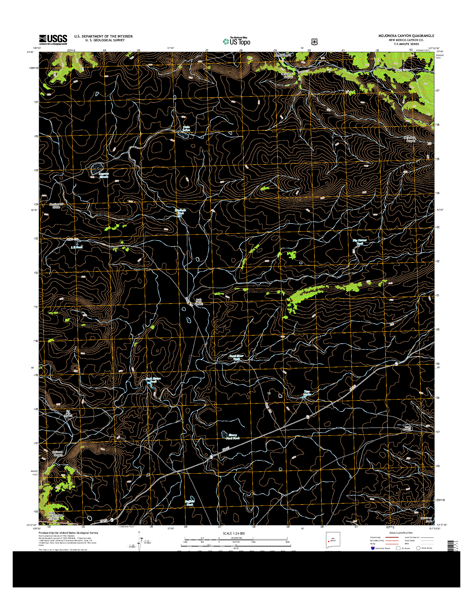 USGS US TOPO 7.5-MINUTE MAP FOR MOJONERA CANYON, NM 2013