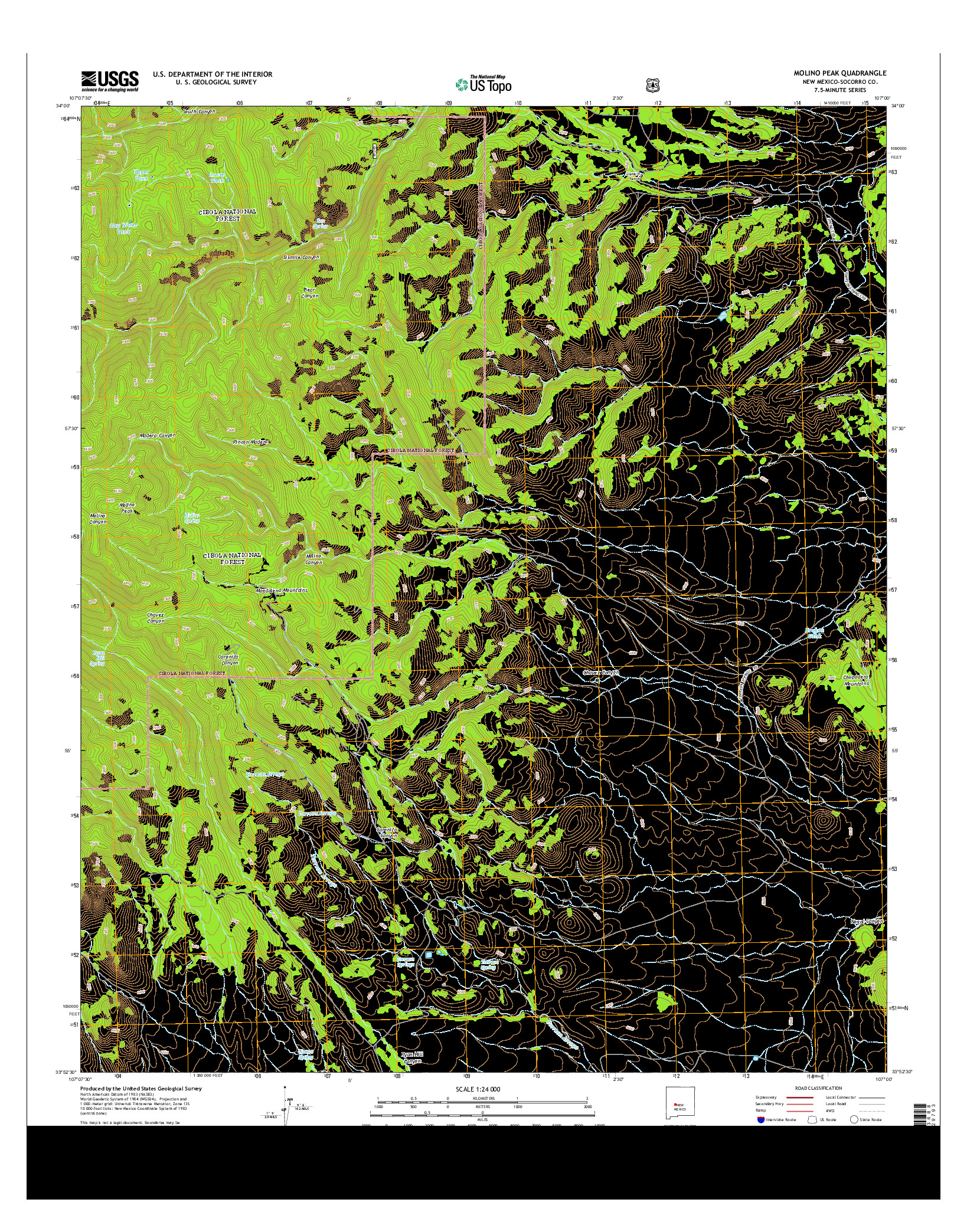 USGS US TOPO 7.5-MINUTE MAP FOR MOLINO PEAK, NM 2013