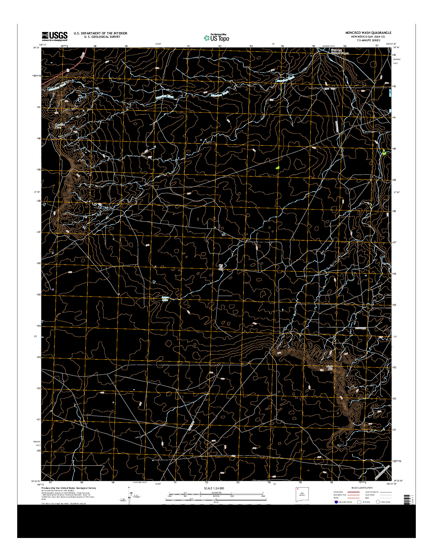 USGS US TOPO 7.5-MINUTE MAP FOR MONCISCO WASH, NM 2013