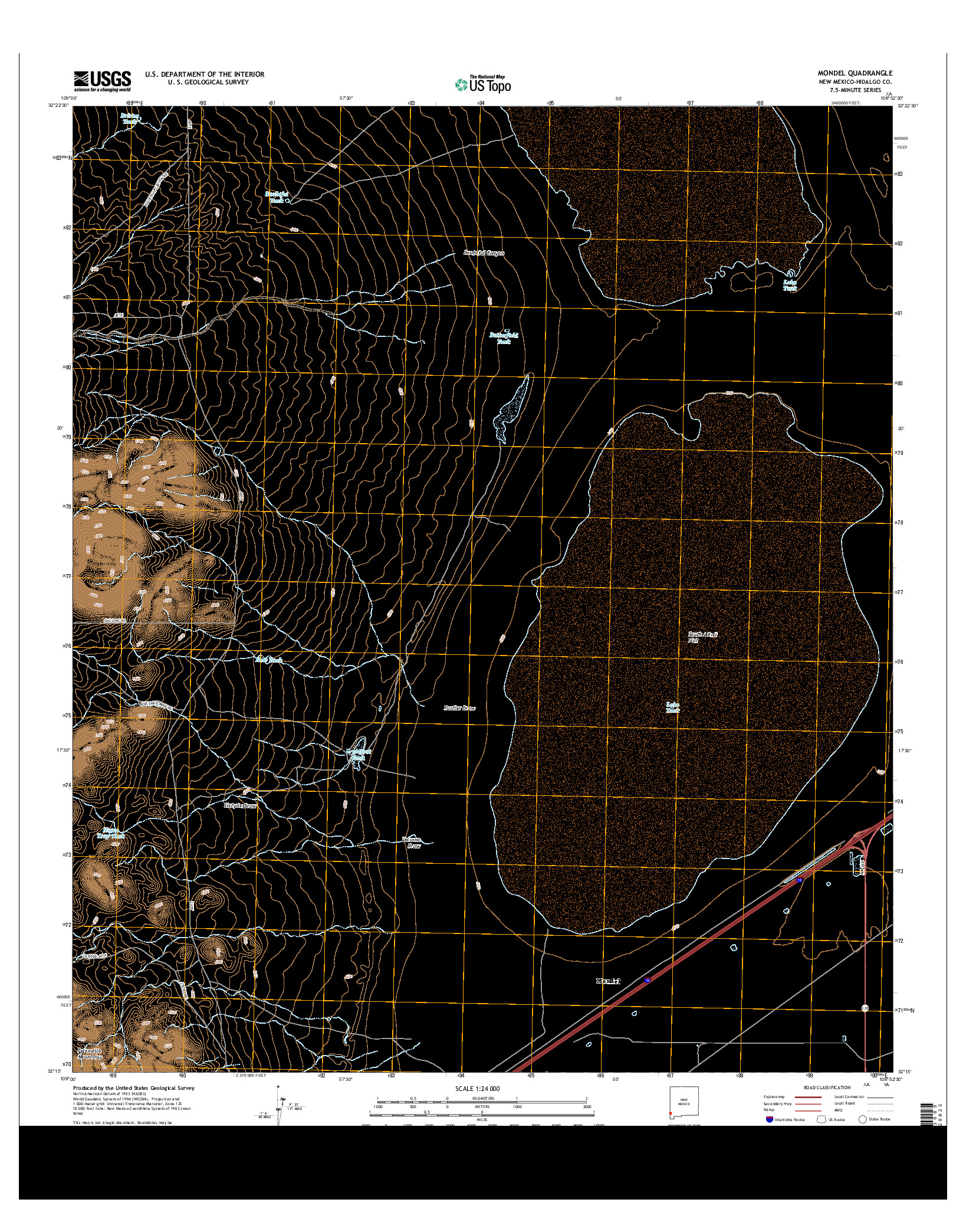 USGS US TOPO 7.5-MINUTE MAP FOR MONDEL, NM 2013