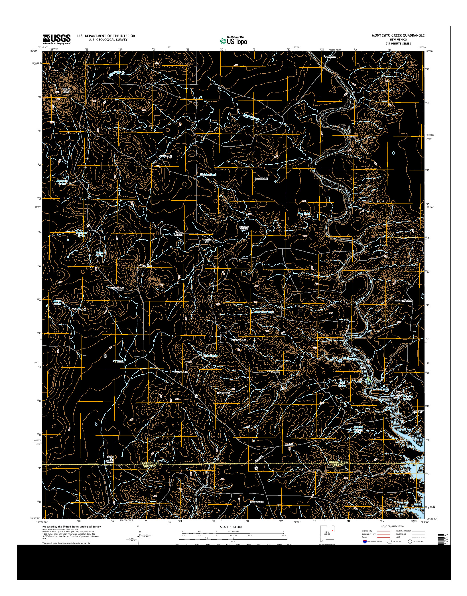 USGS US TOPO 7.5-MINUTE MAP FOR MONTESITO CREEK, NM 2013