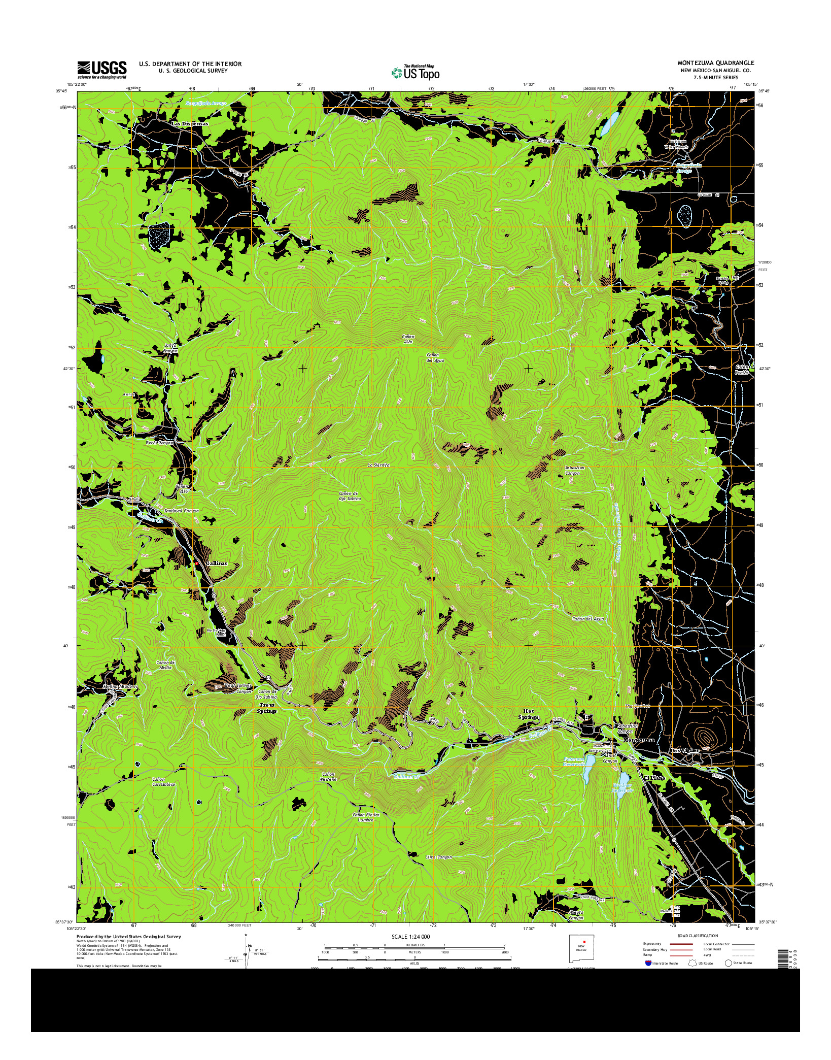 USGS US TOPO 7.5-MINUTE MAP FOR MONTEZUMA, NM 2013