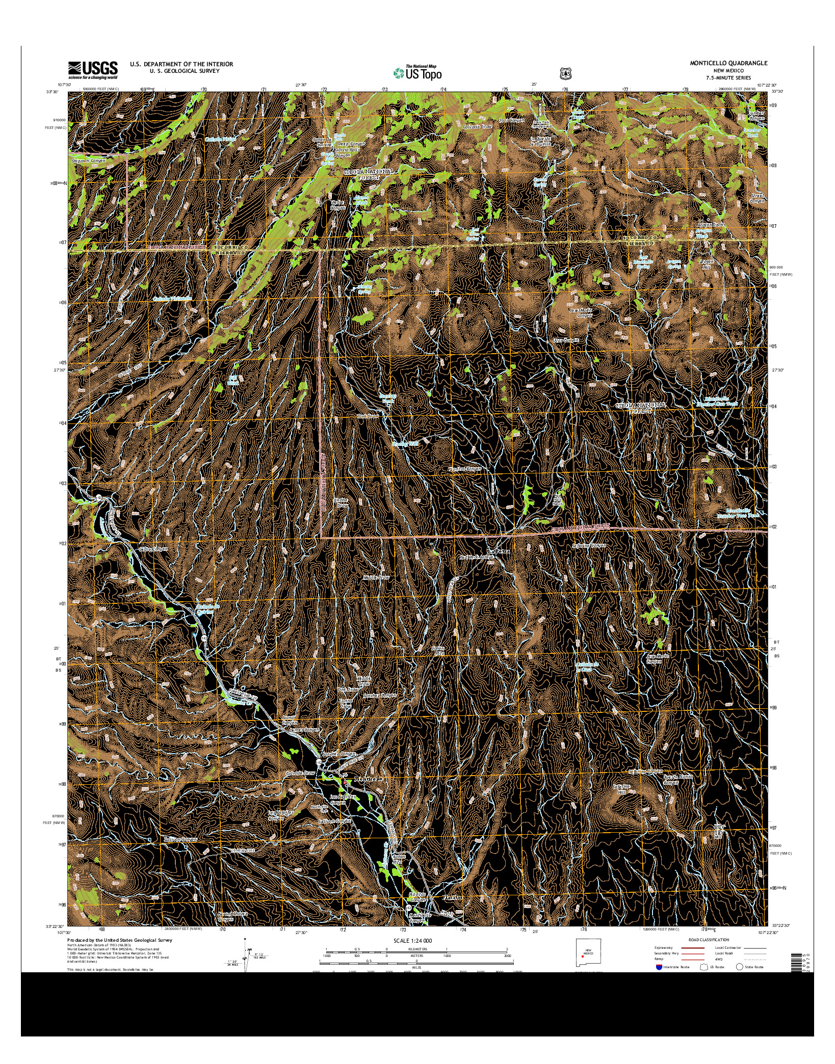 USGS US TOPO 7.5-MINUTE MAP FOR MONTICELLO, NM 2013