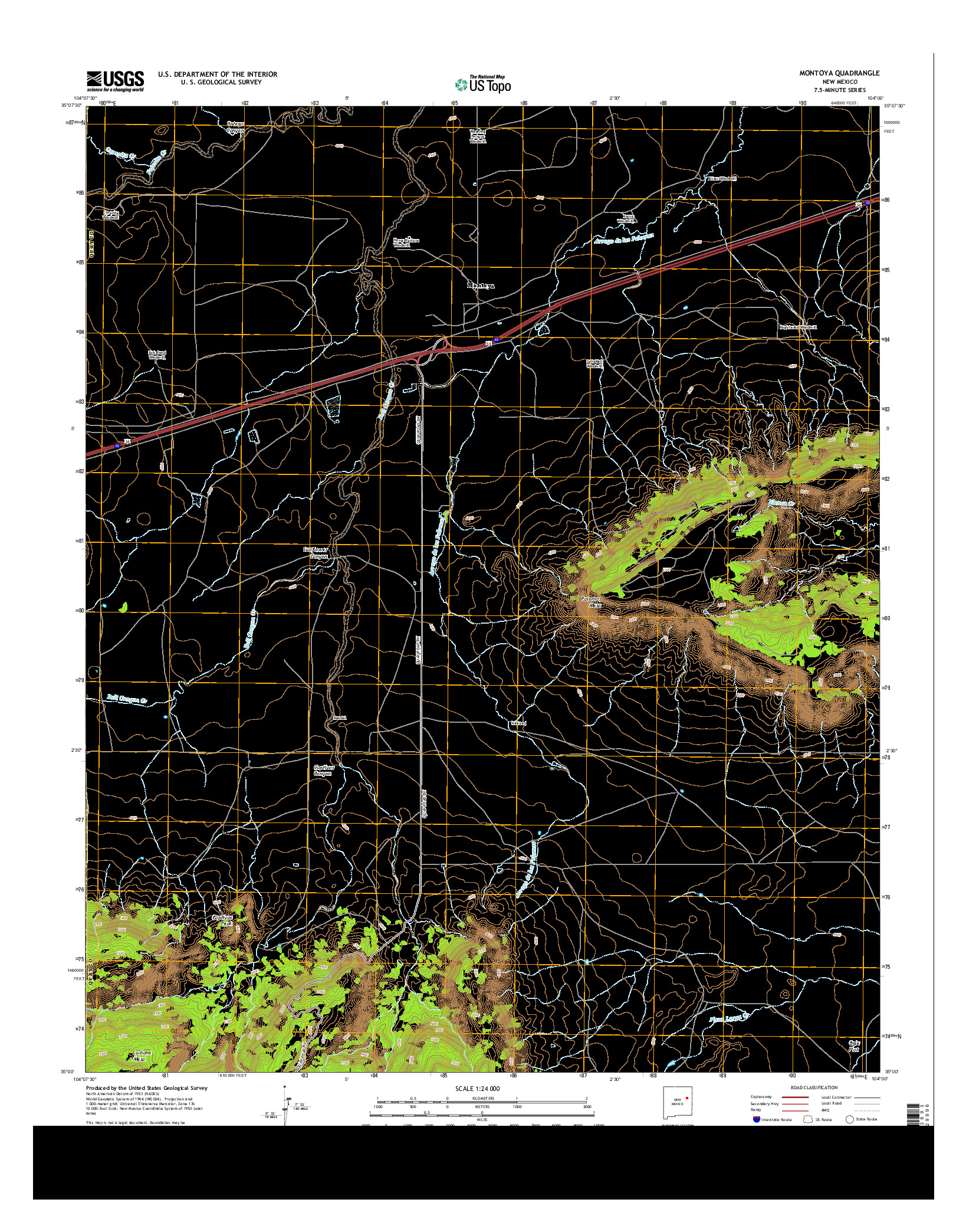 USGS US TOPO 7.5-MINUTE MAP FOR MONTOYA, NM 2013