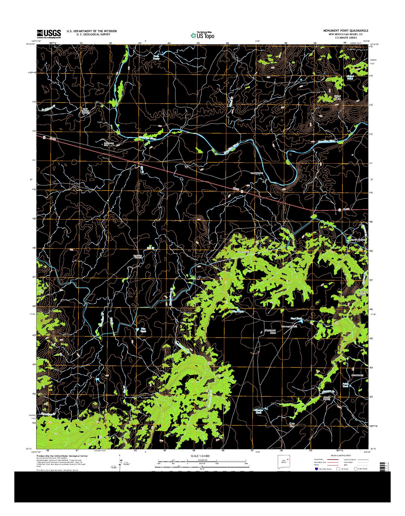 USGS US TOPO 7.5-MINUTE MAP FOR MONUMENT POINT, NM 2013