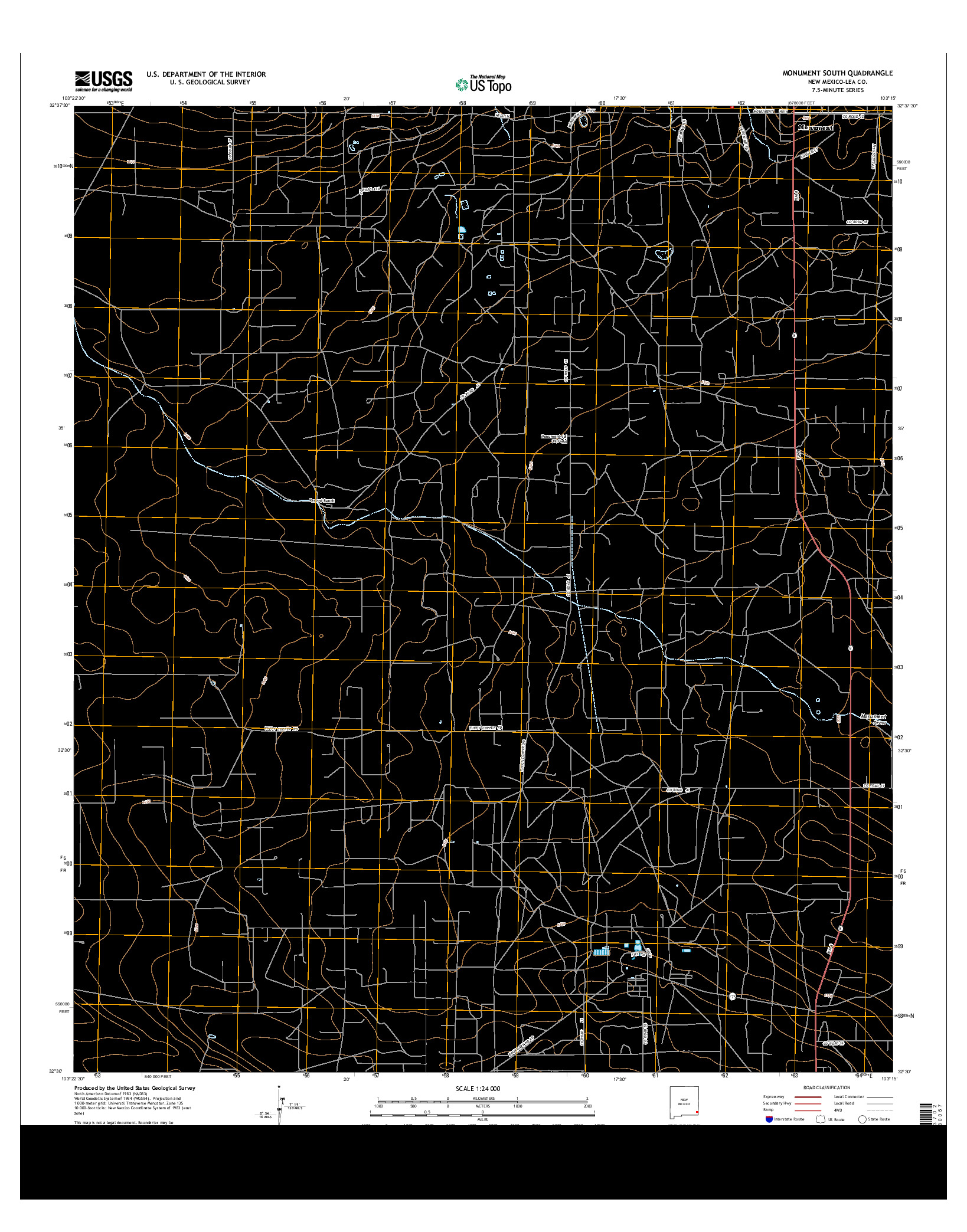 USGS US TOPO 7.5-MINUTE MAP FOR MONUMENT SOUTH, NM 2013