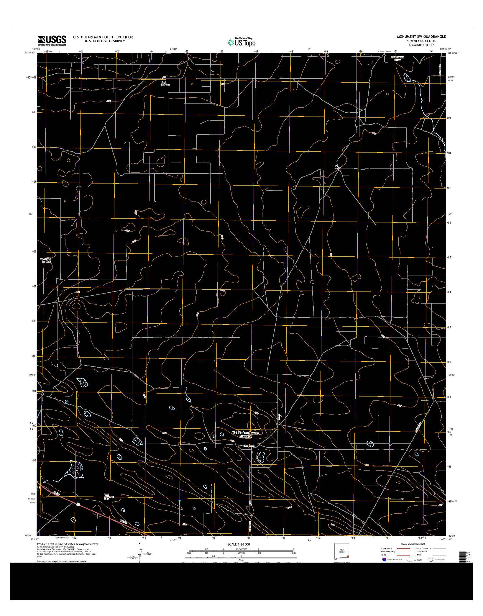 USGS US TOPO 7.5-MINUTE MAP FOR MONUMENT SW, NM 2013