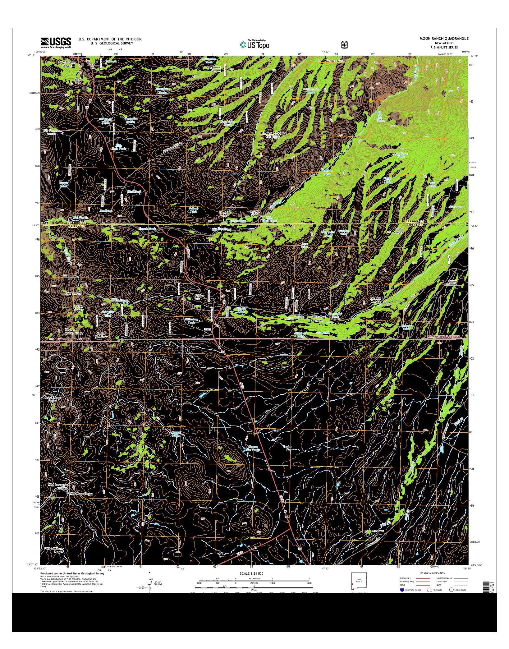 USGS US TOPO 7.5-MINUTE MAP FOR MOON RANCH, NM 2013