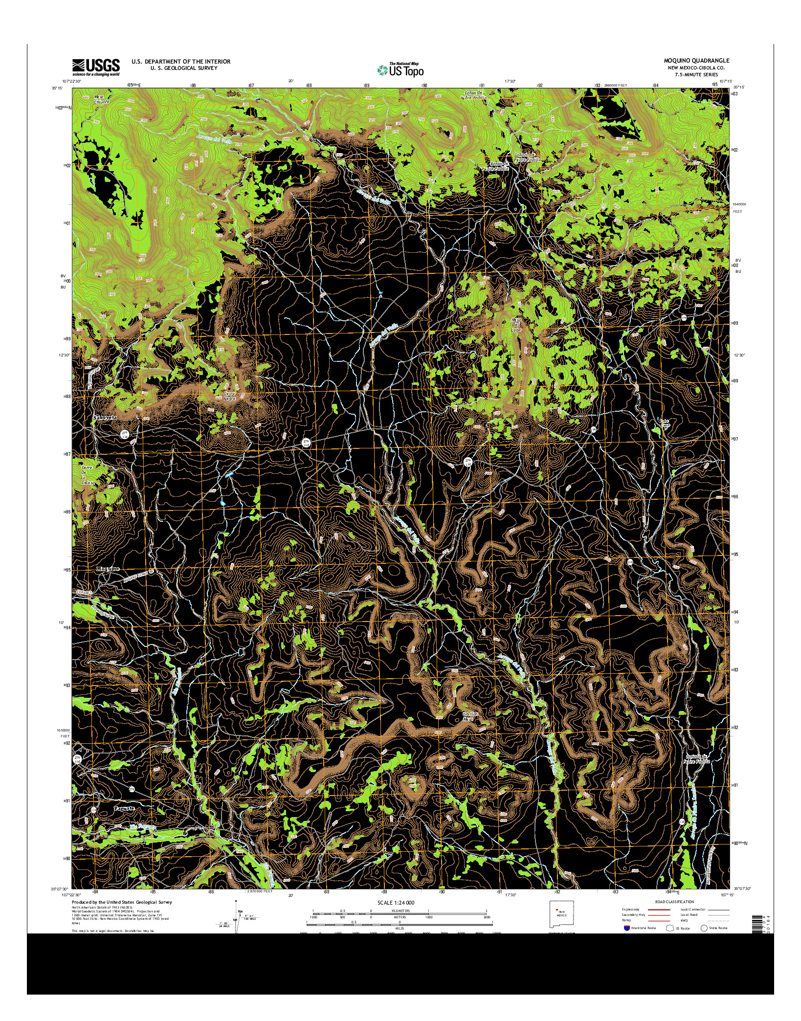 USGS US TOPO 7.5-MINUTE MAP FOR MOQUINO, NM 2013