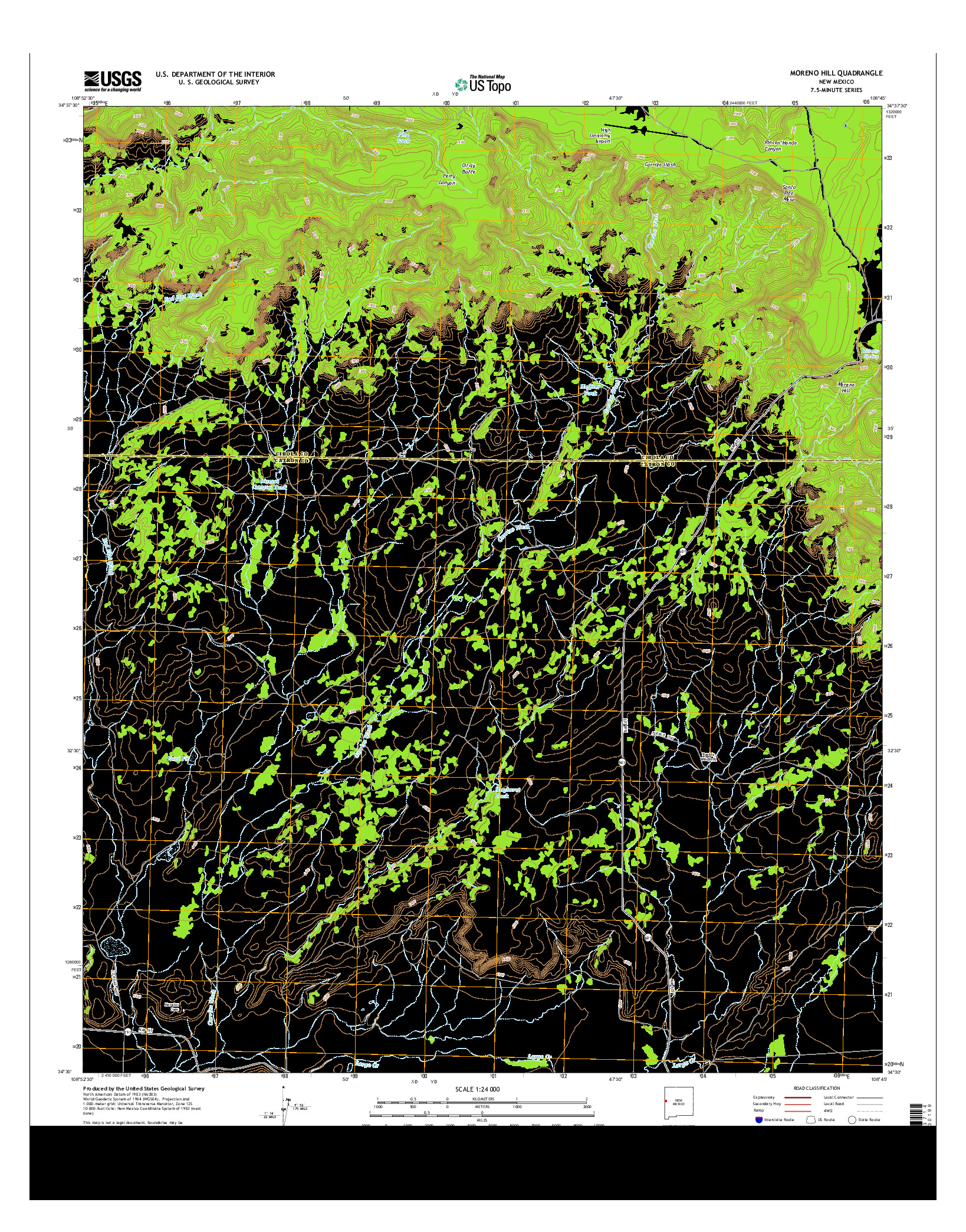 USGS US TOPO 7.5-MINUTE MAP FOR MORENO HILL, NM 2013