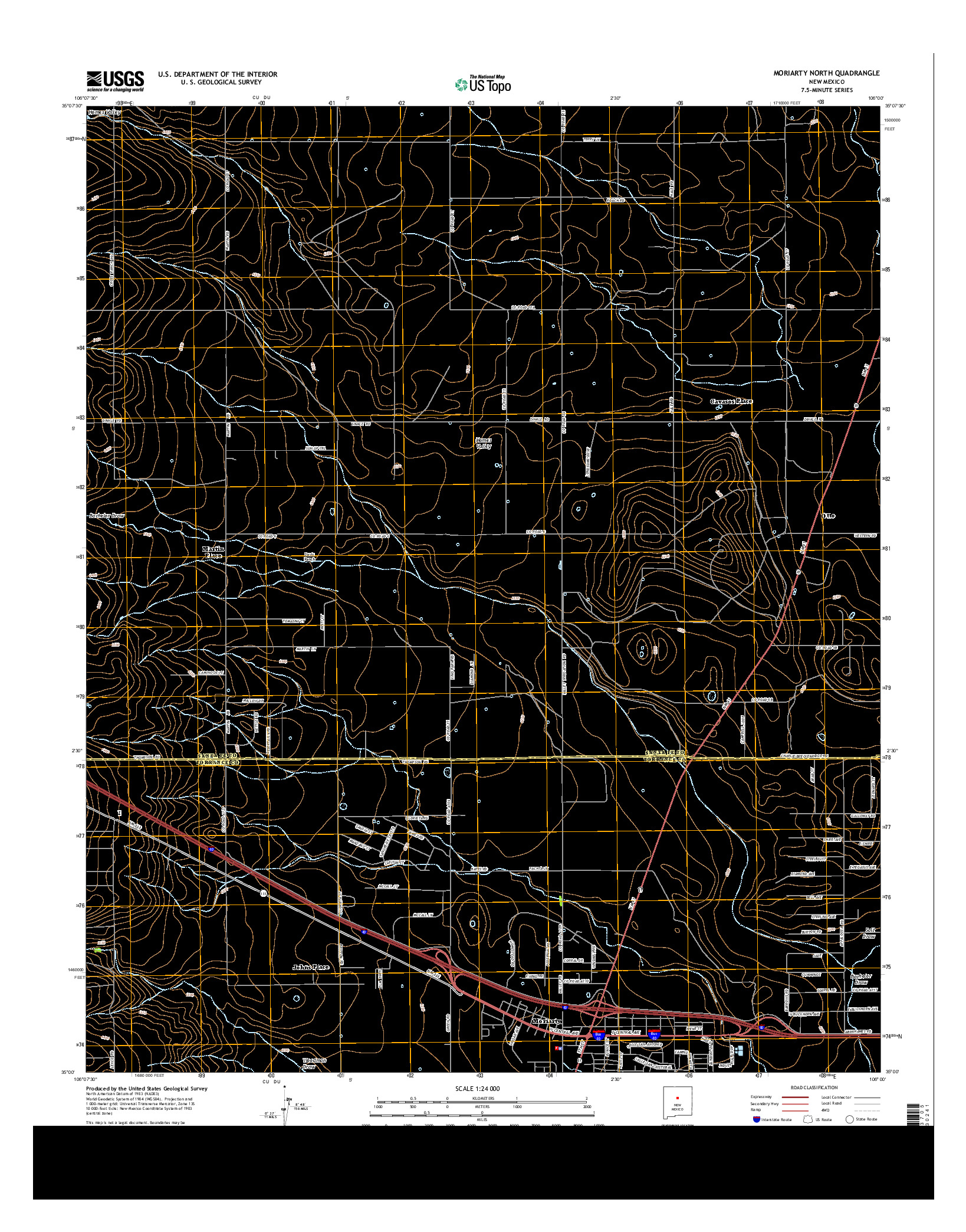 USGS US TOPO 7.5-MINUTE MAP FOR MORIARTY NORTH, NM 2013