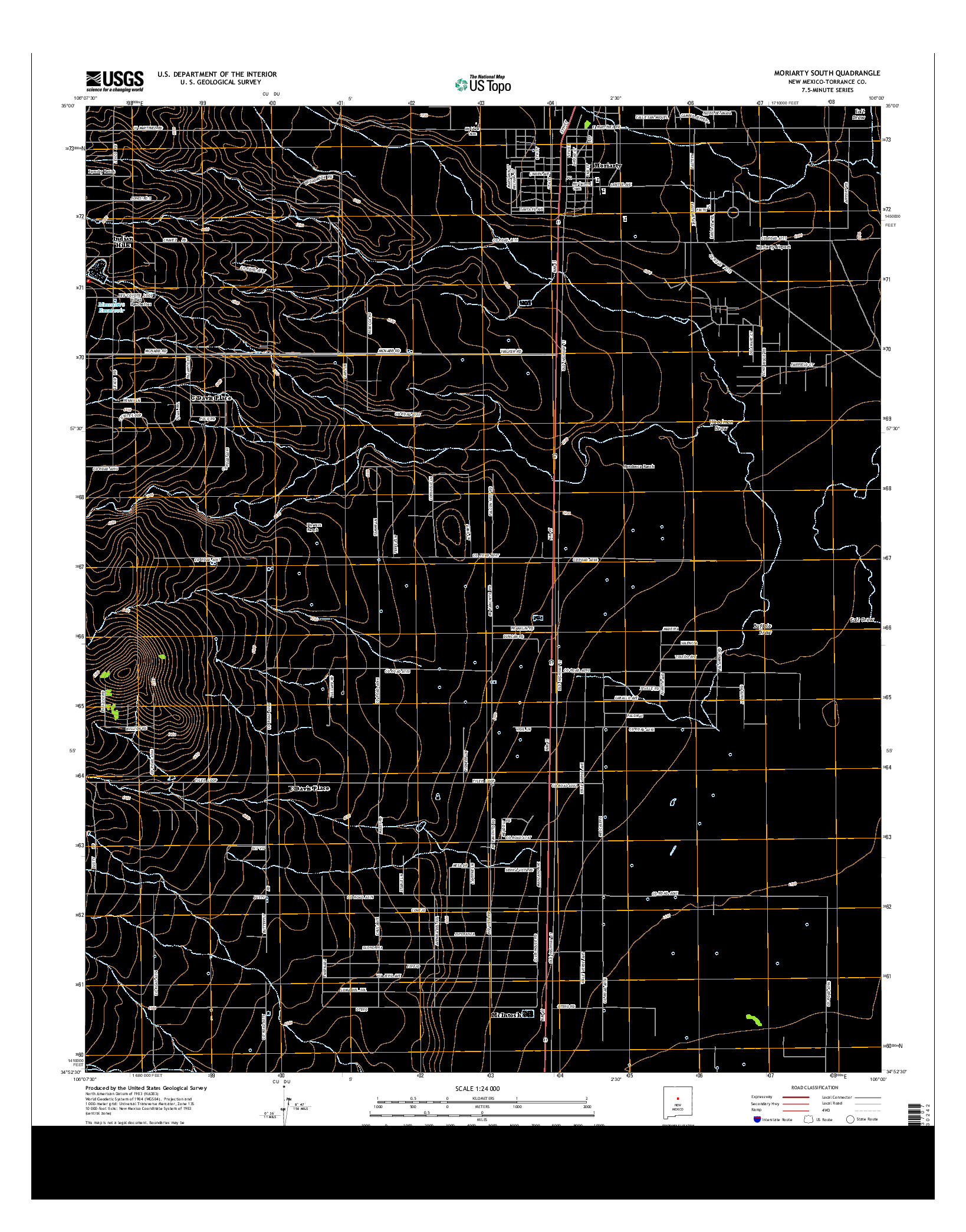 USGS US TOPO 7.5-MINUTE MAP FOR MORIARTY SOUTH, NM 2013