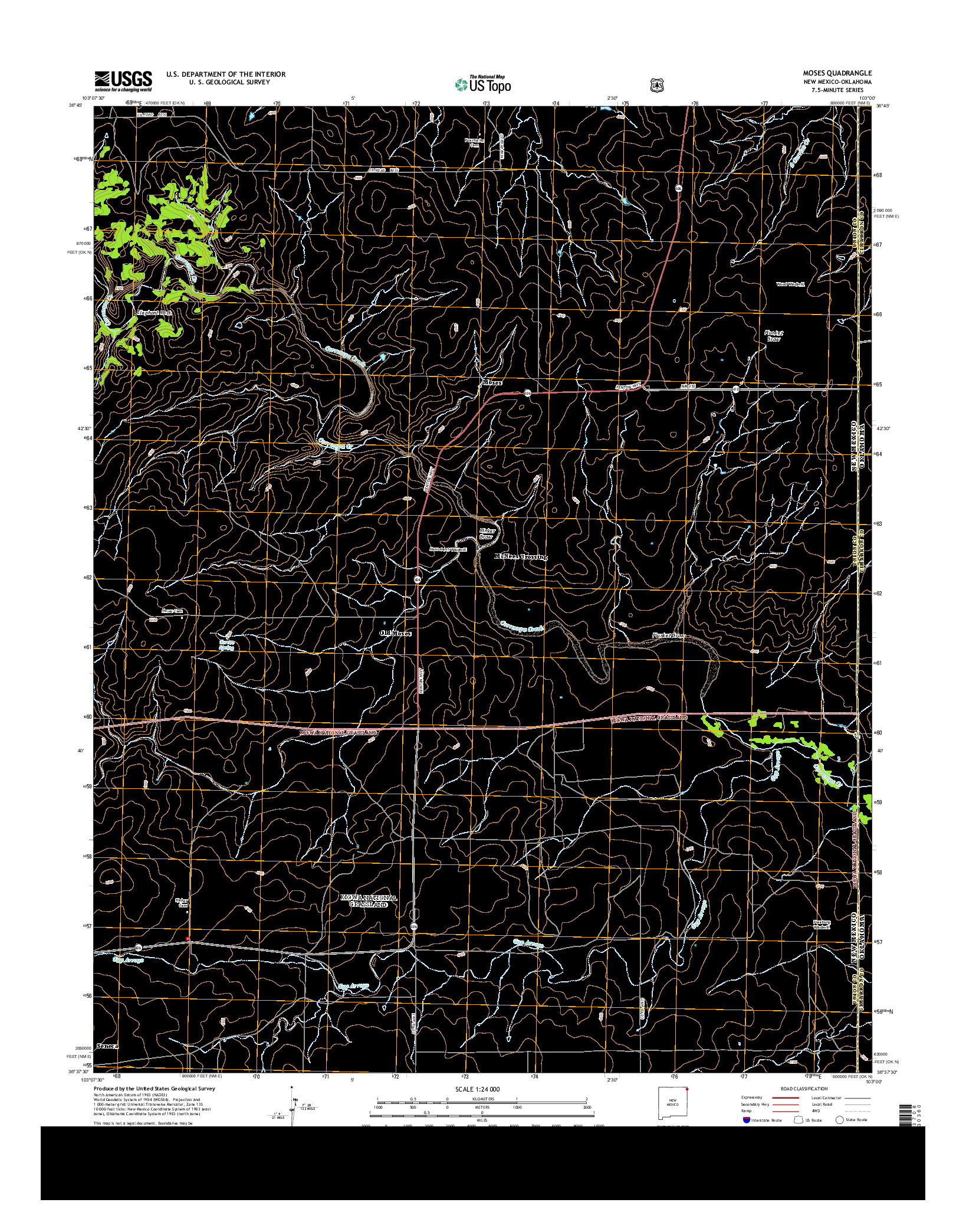 USGS US TOPO 7.5-MINUTE MAP FOR MOSES, NM-OK 2013