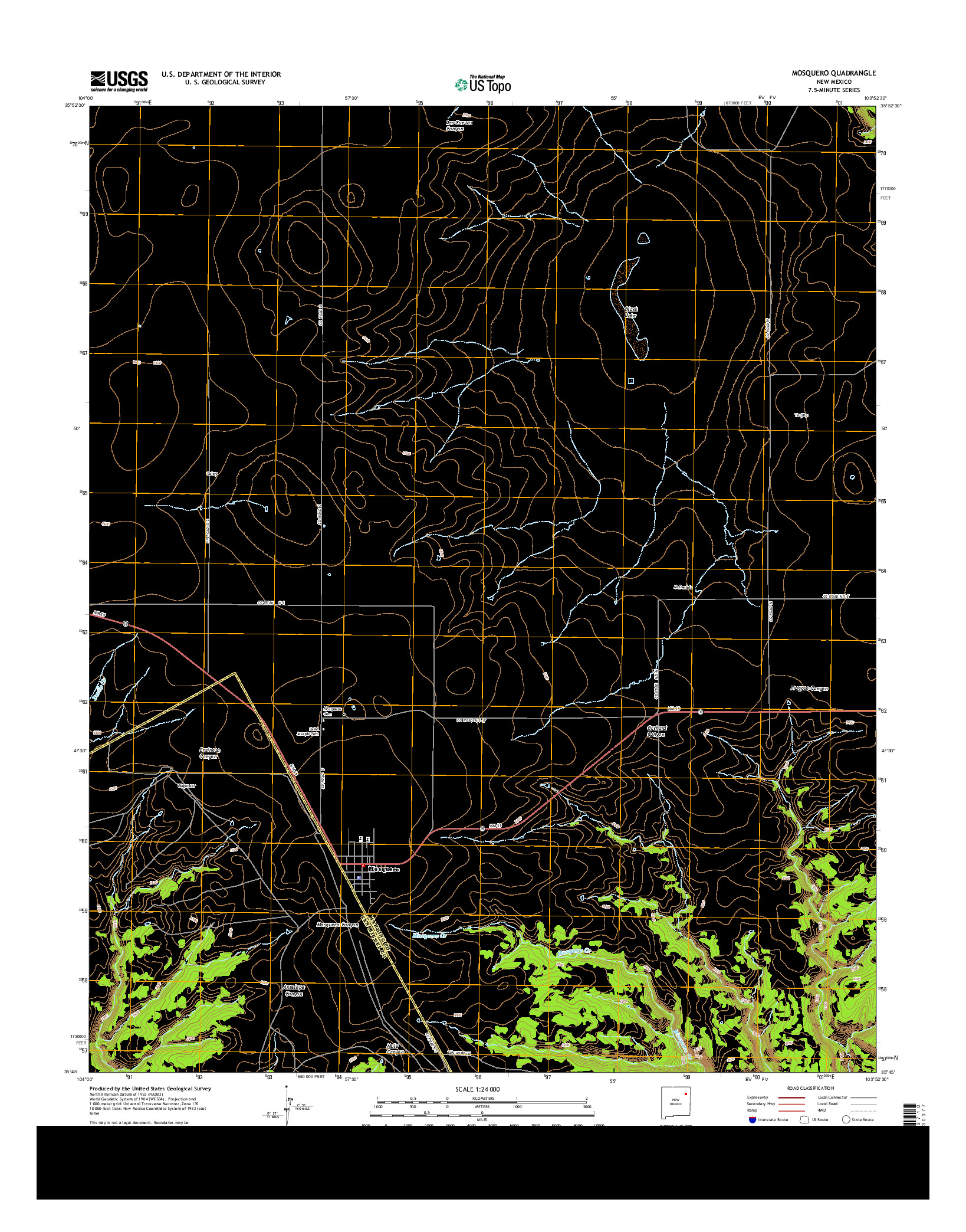 USGS US TOPO 7.5-MINUTE MAP FOR MOSQUERO, NM 2013