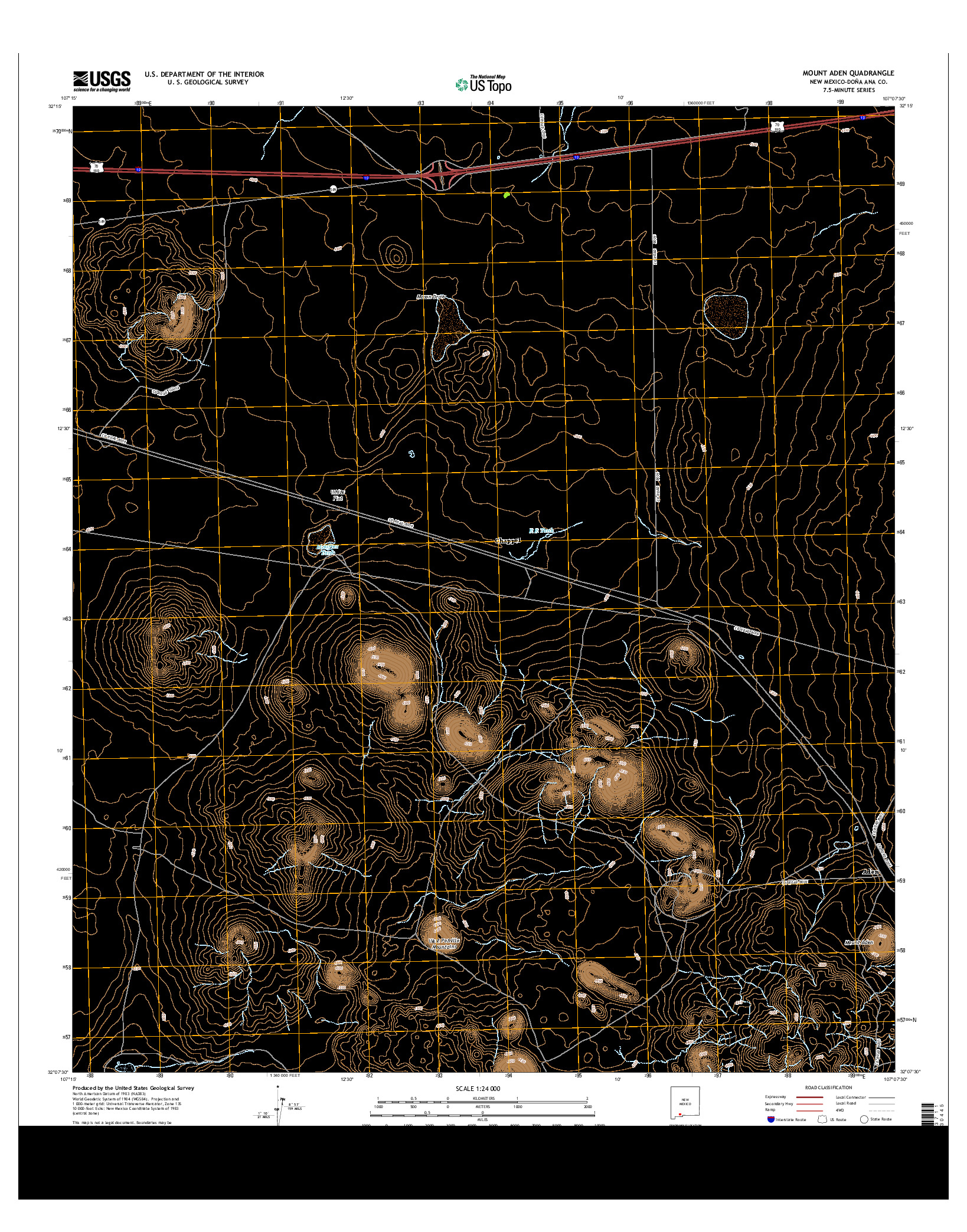 USGS US TOPO 7.5-MINUTE MAP FOR MOUNT ADEN, NM 2013