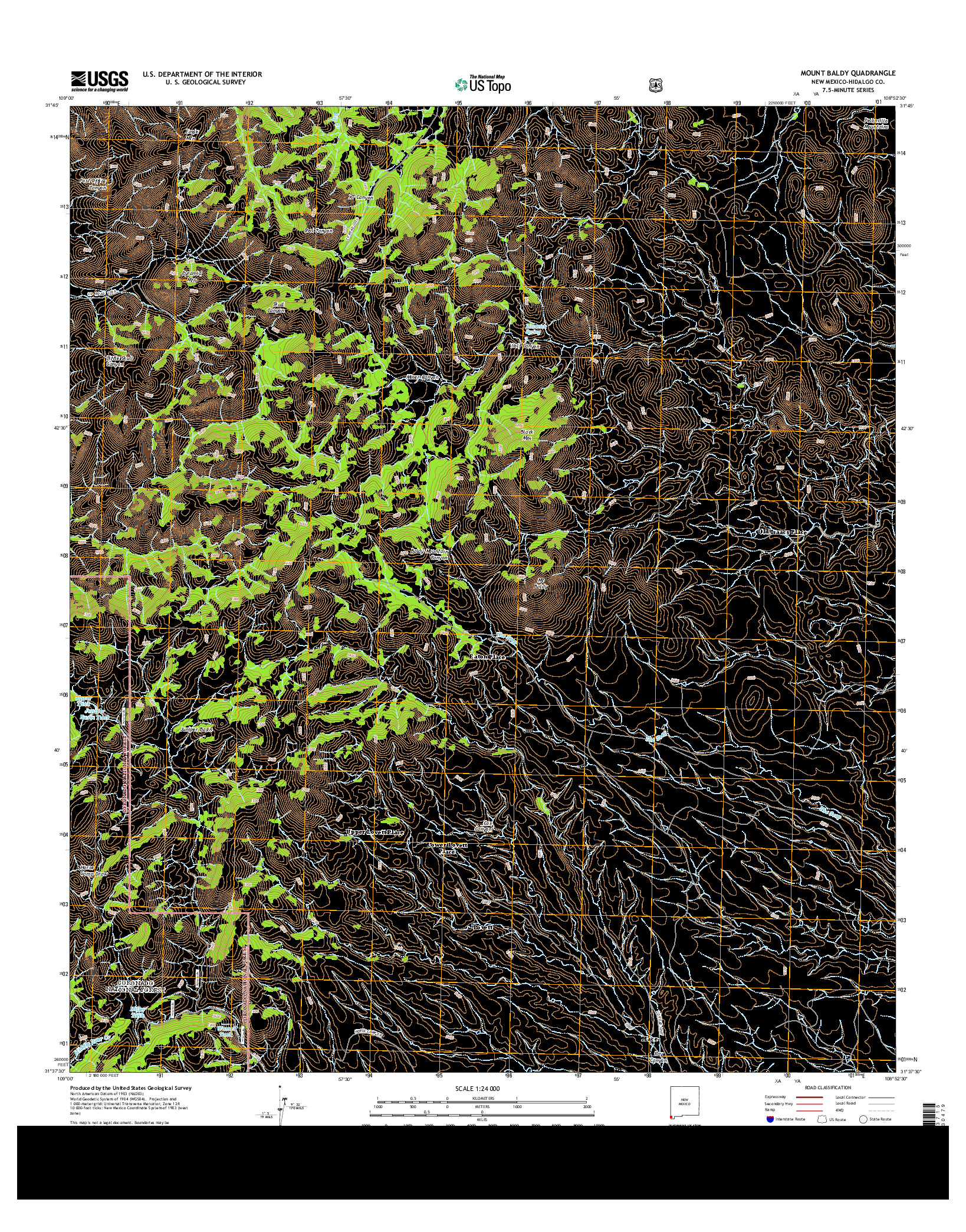 USGS US TOPO 7.5-MINUTE MAP FOR MOUNT BALDY, NM 2013