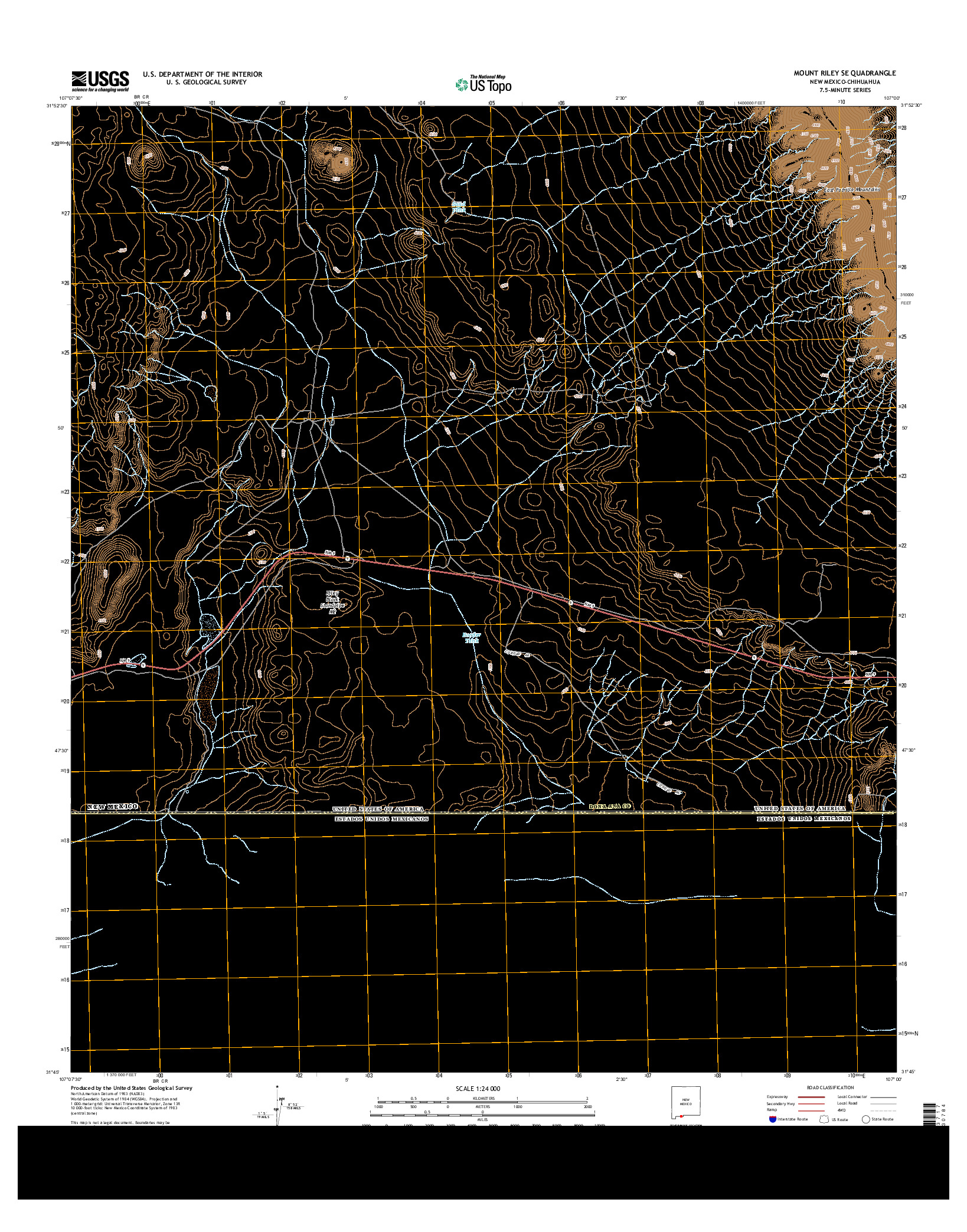 USGS US TOPO 7.5-MINUTE MAP FOR MOUNT RILEY SE, NM-CHH 2013