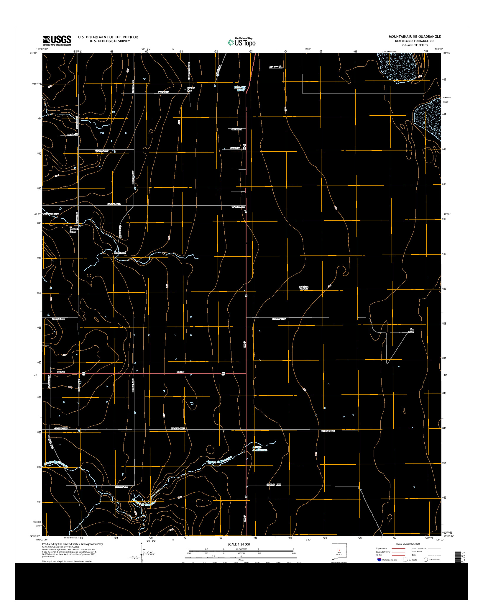 USGS US TOPO 7.5-MINUTE MAP FOR MOUNTAINAIR NE, NM 2013