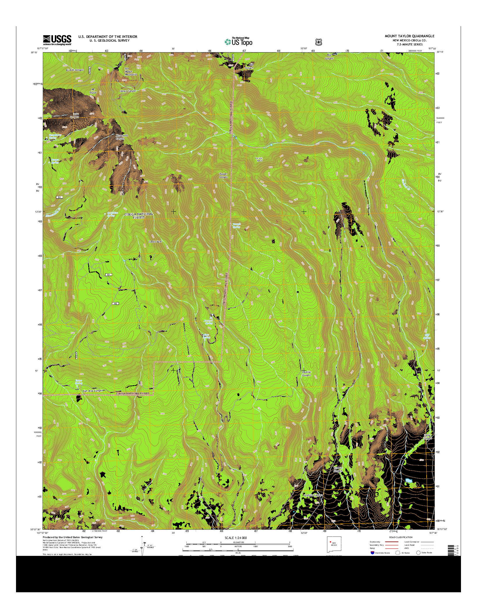 USGS US TOPO 7.5-MINUTE MAP FOR MOUNT TAYLOR, NM 2013