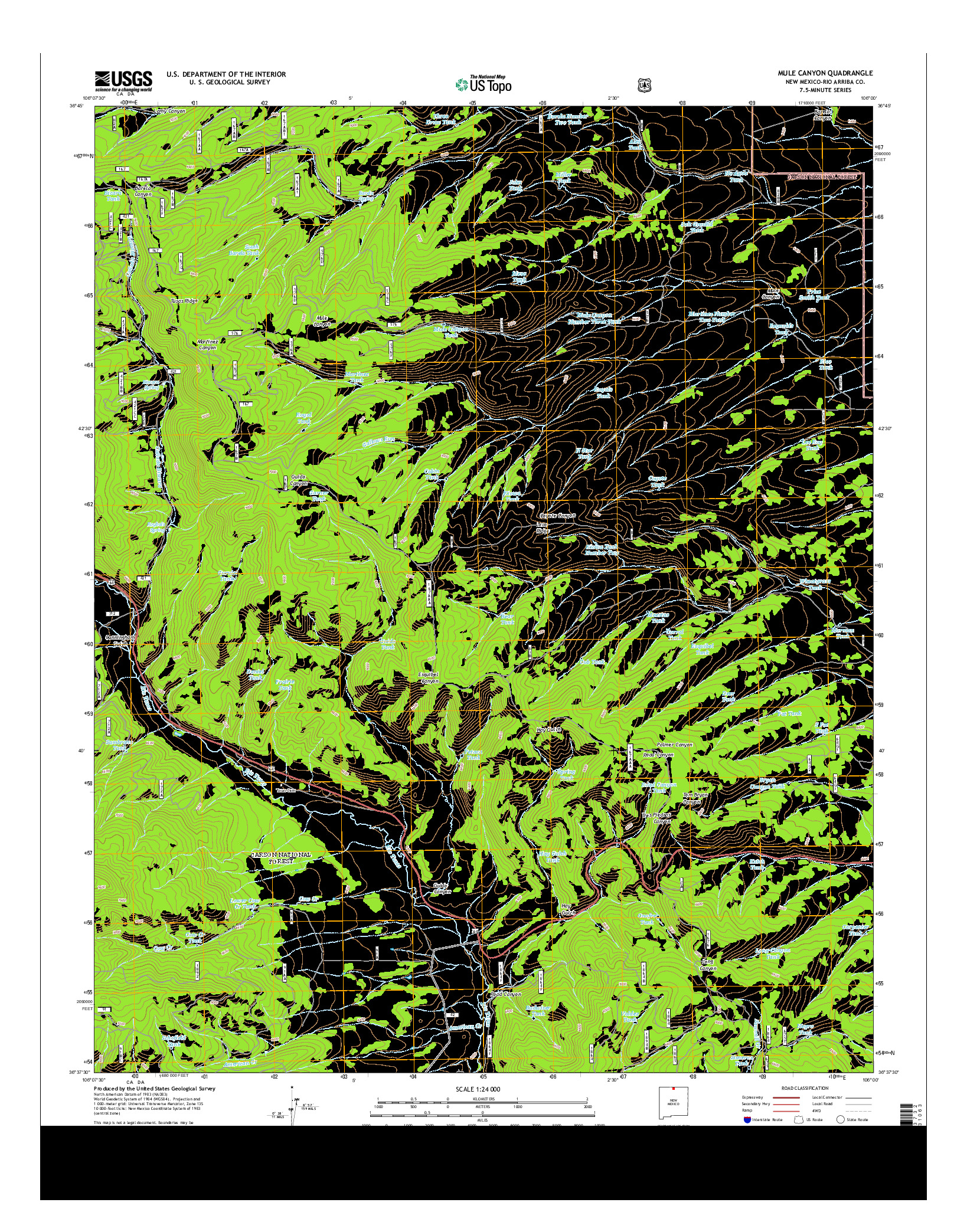 USGS US TOPO 7.5-MINUTE MAP FOR MULE CANYON, NM 2013