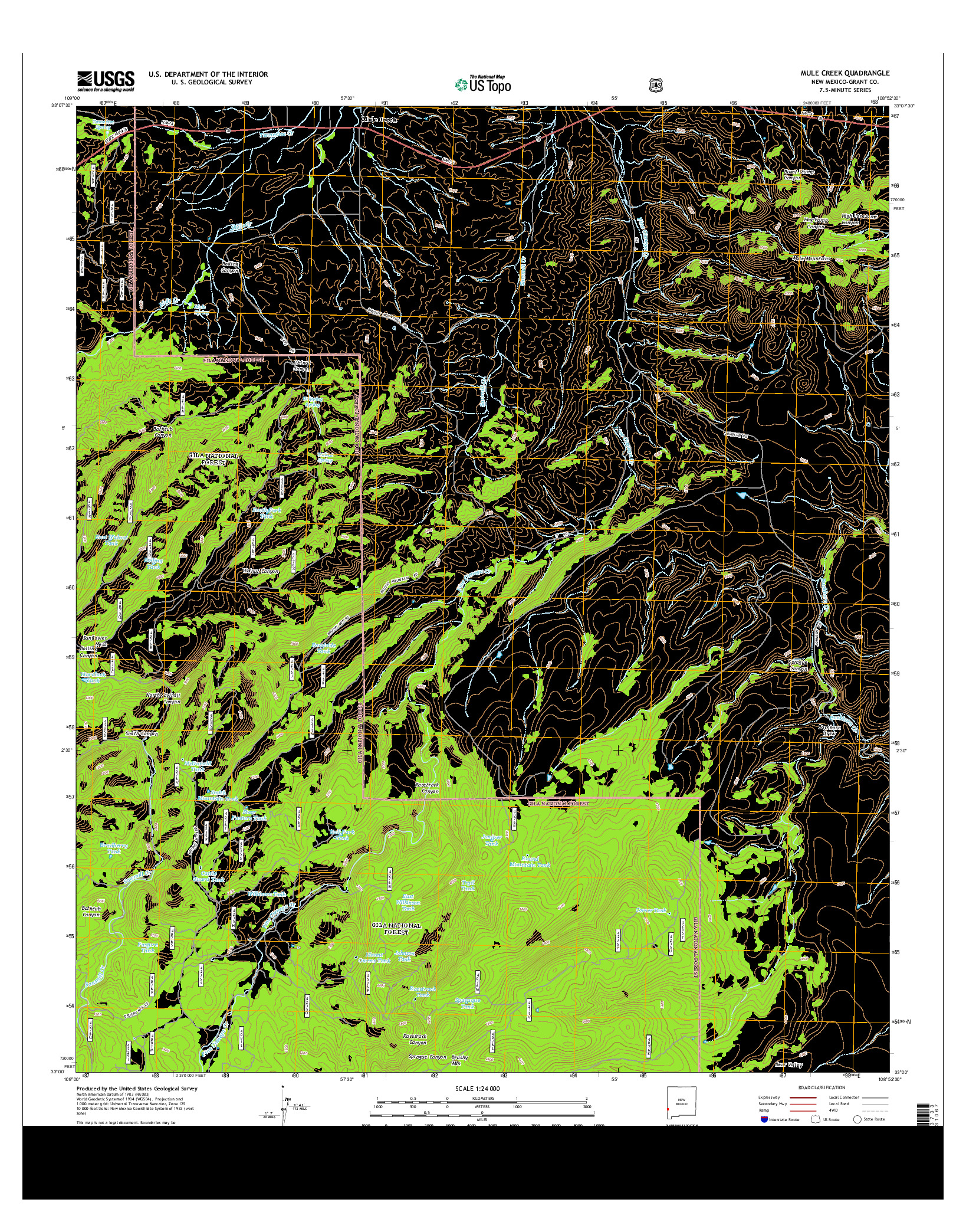 USGS US TOPO 7.5-MINUTE MAP FOR MULE CREEK, NM 2013