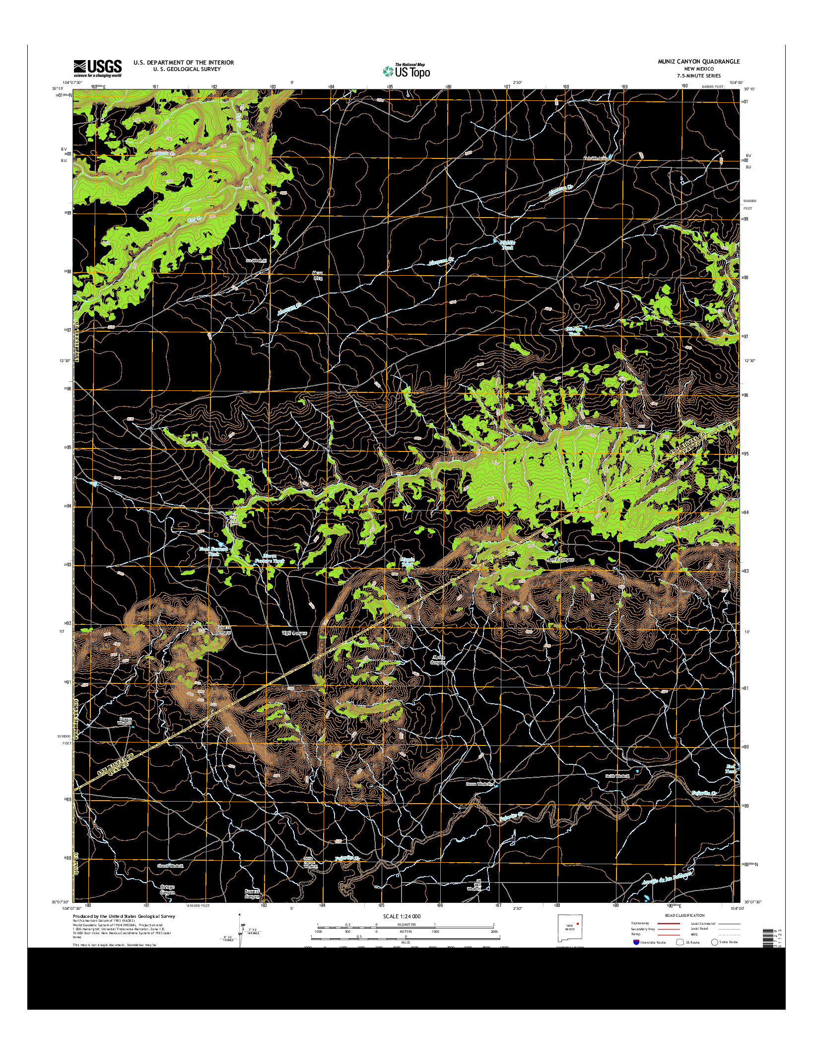 USGS US TOPO 7.5-MINUTE MAP FOR MUNIZ CANYON, NM 2013