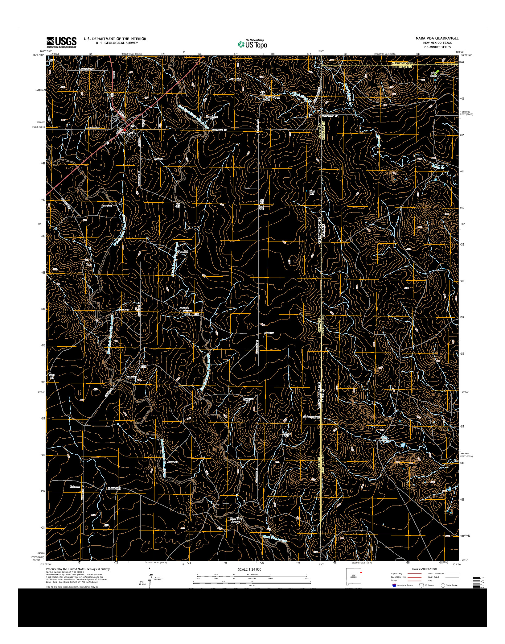 USGS US TOPO 7.5-MINUTE MAP FOR NARA VISA, NM-TX 2013