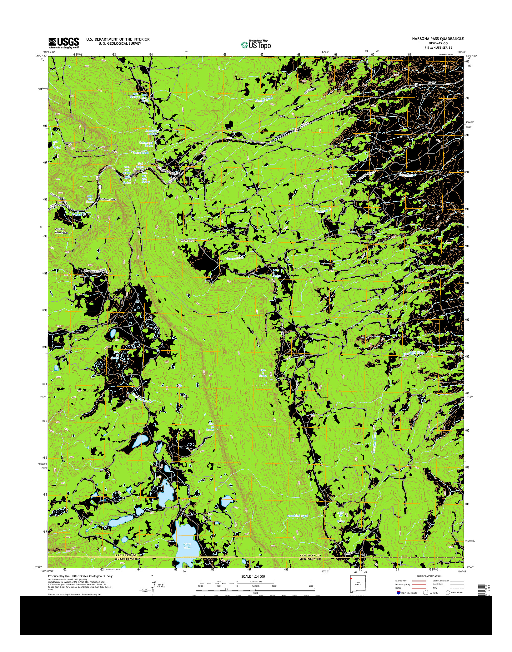 USGS US TOPO 7.5-MINUTE MAP FOR NARBONA PASS, NM 2013