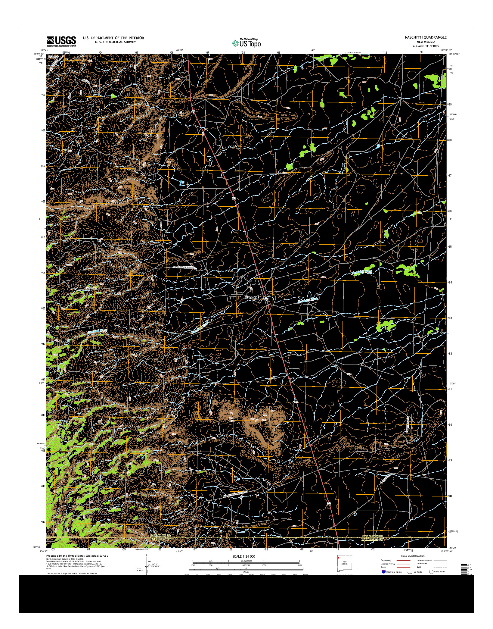 USGS US TOPO 7.5-MINUTE MAP FOR NASCHITTI, NM 2013