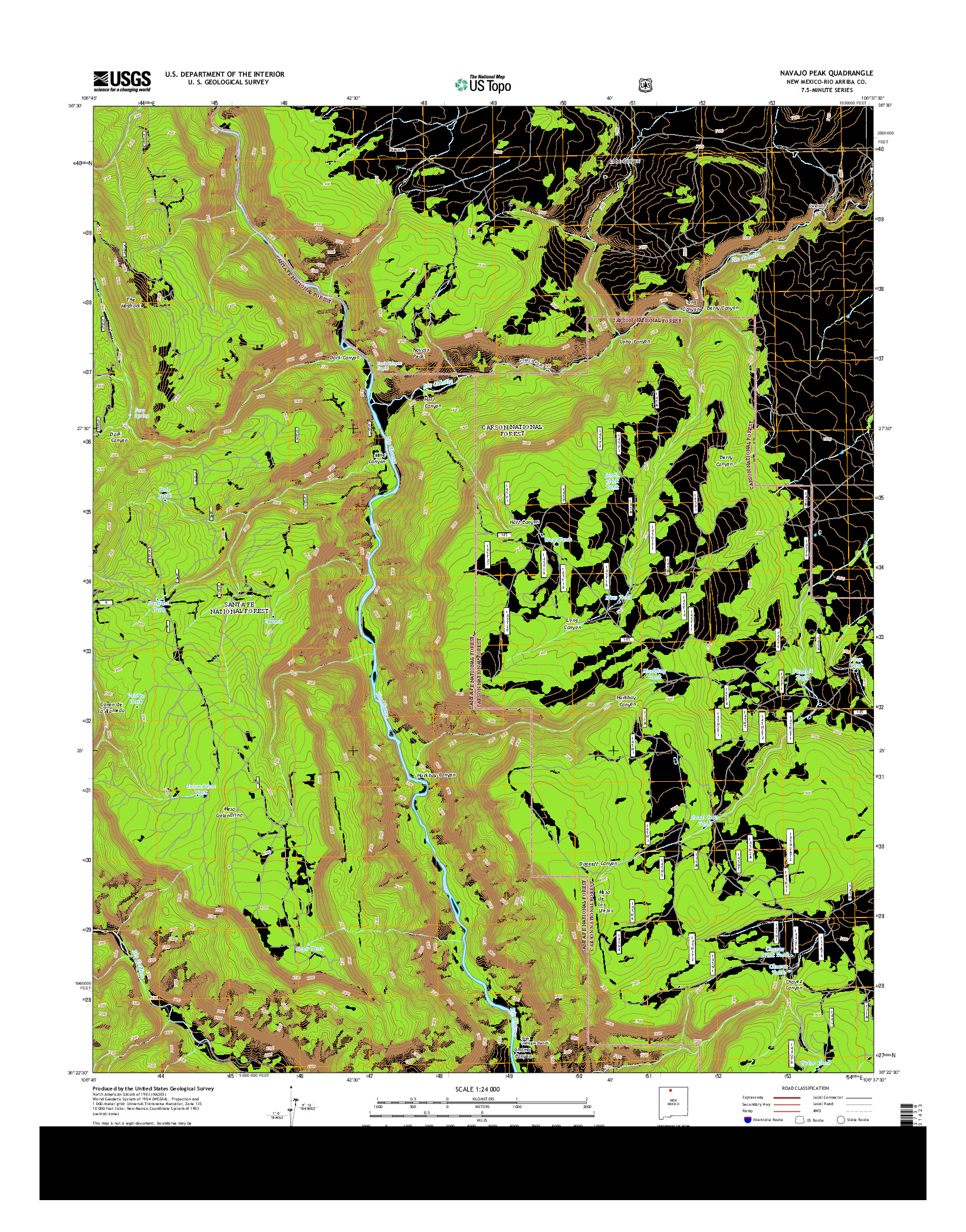 USGS US TOPO 7.5-MINUTE MAP FOR NAVAJO PEAK, NM 2013