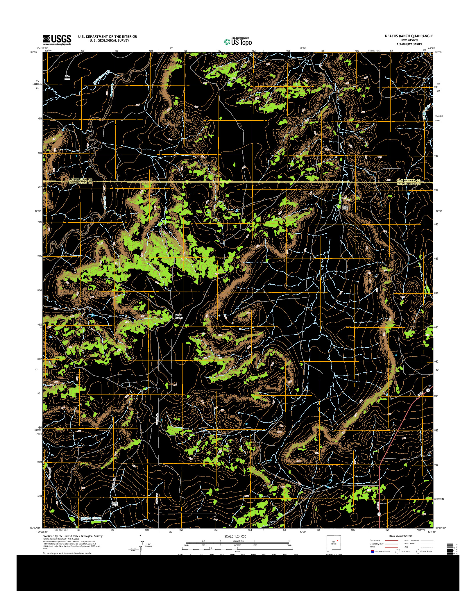 USGS US TOPO 7.5-MINUTE MAP FOR NEAFUS RANCH, NM 2013