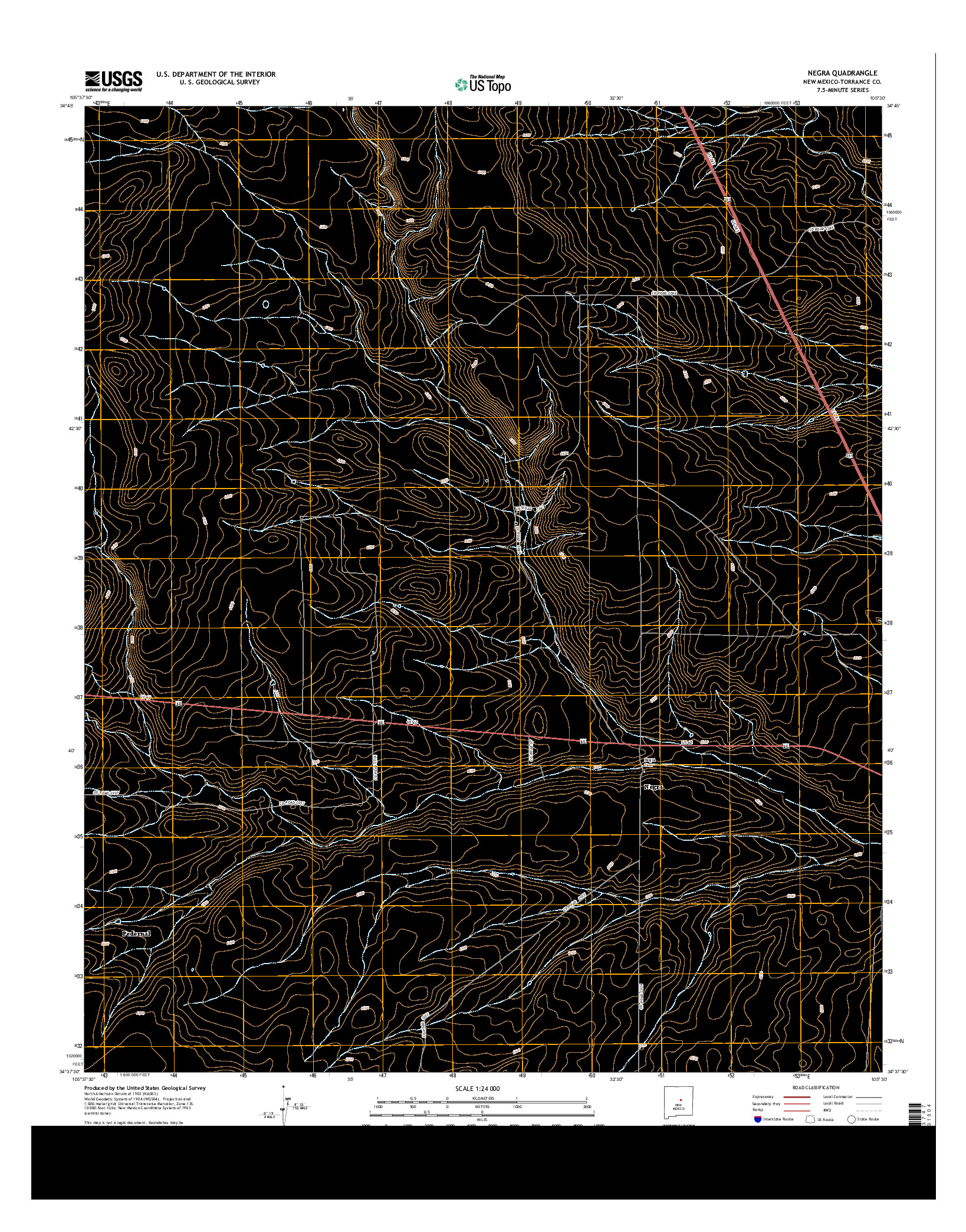 USGS US TOPO 7.5-MINUTE MAP FOR NEGRA, NM 2013