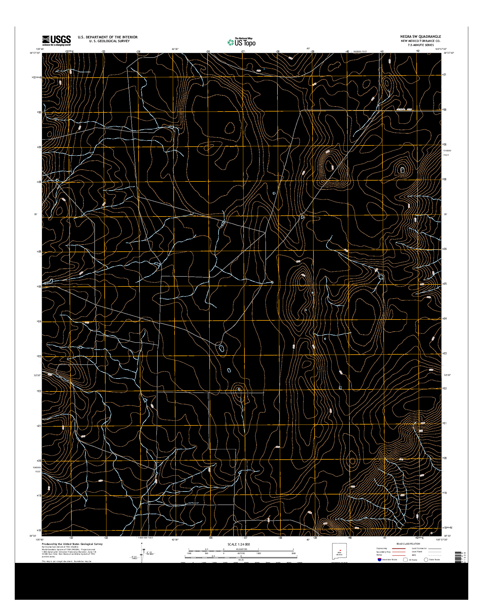 USGS US TOPO 7.5-MINUTE MAP FOR NEGRA SW, NM 2013