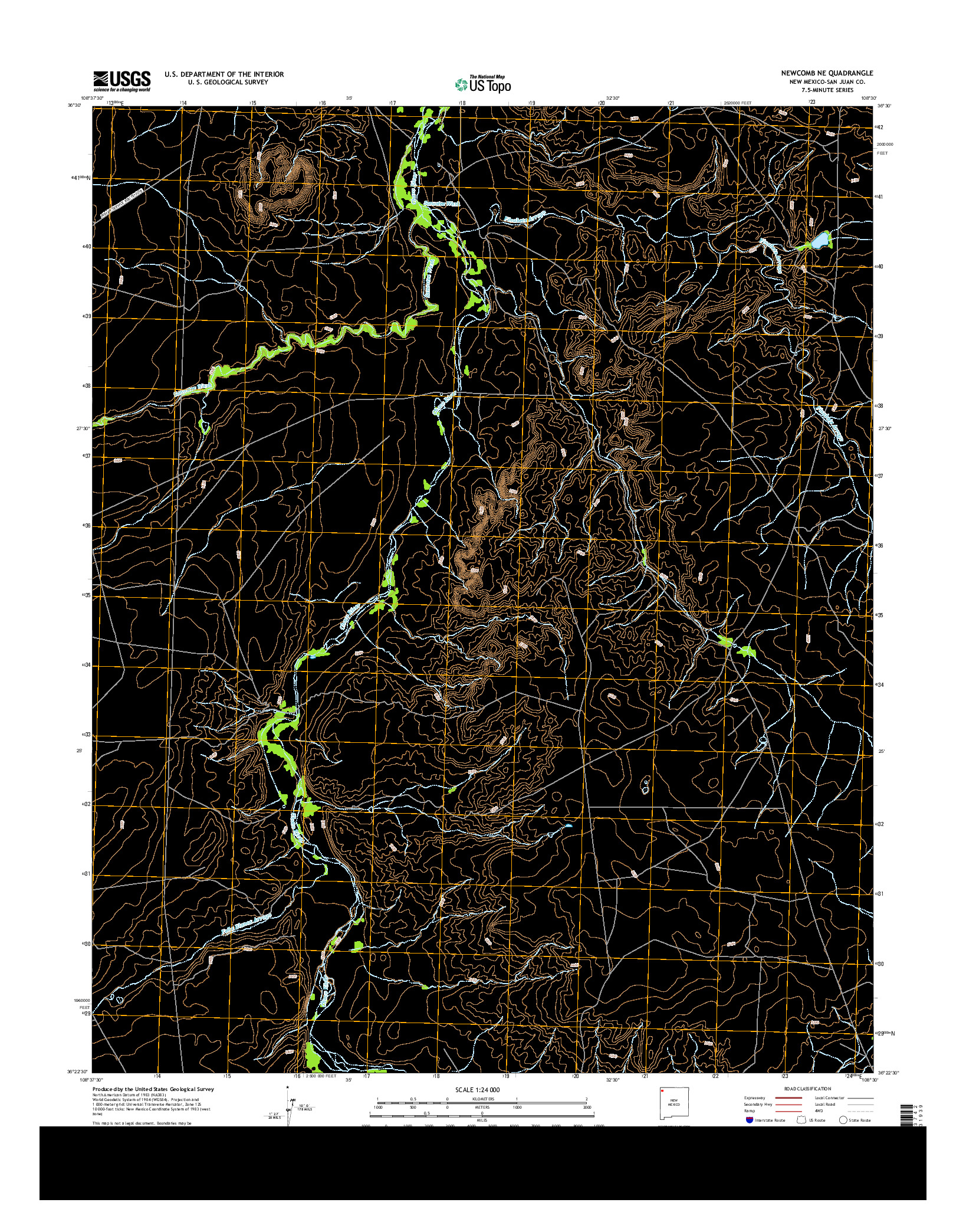 USGS US TOPO 7.5-MINUTE MAP FOR NEWCOMB NE, NM 2013