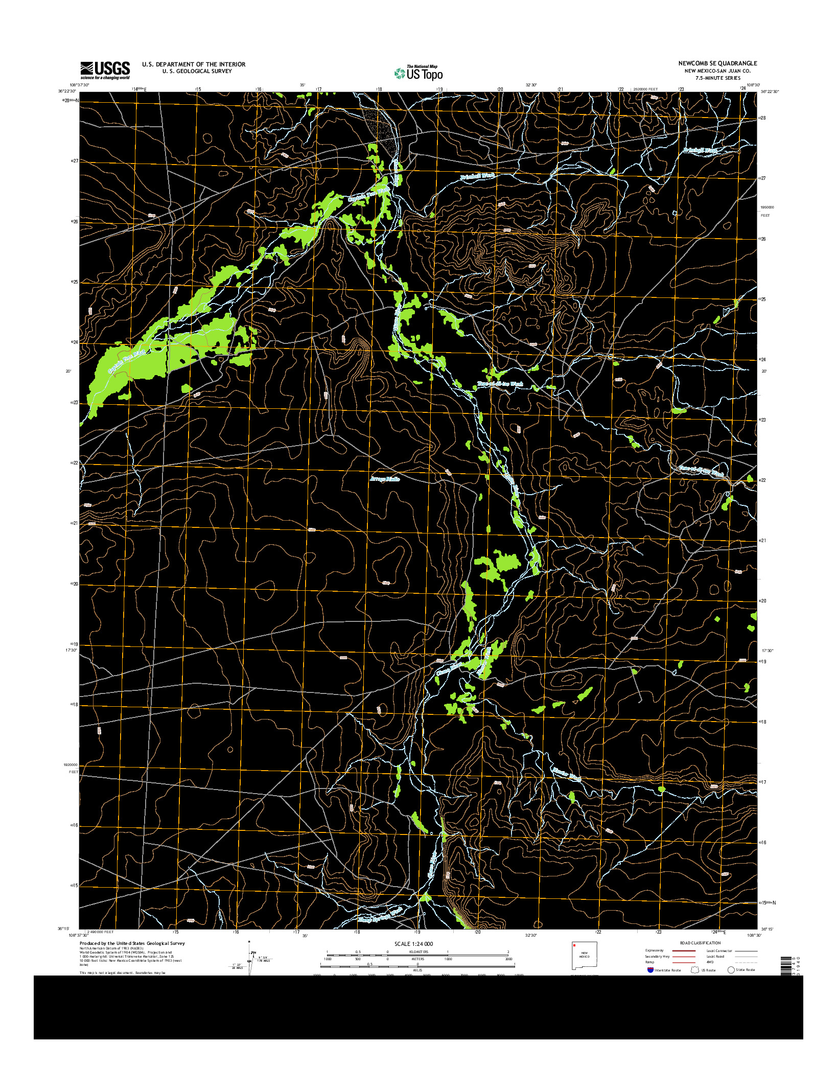 USGS US TOPO 7.5-MINUTE MAP FOR NEWCOMB SE, NM 2013