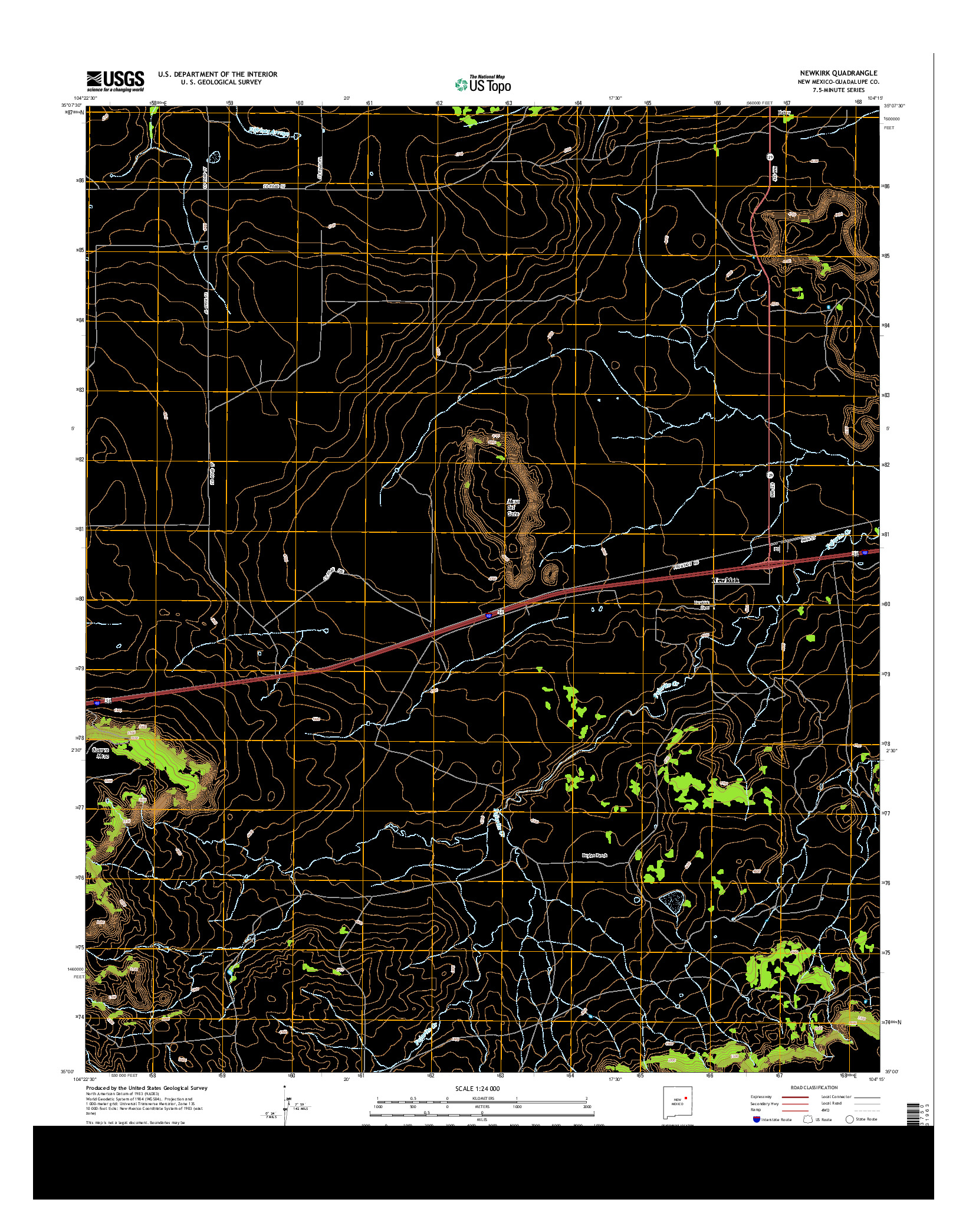 USGS US TOPO 7.5-MINUTE MAP FOR NEWKIRK, NM 2013