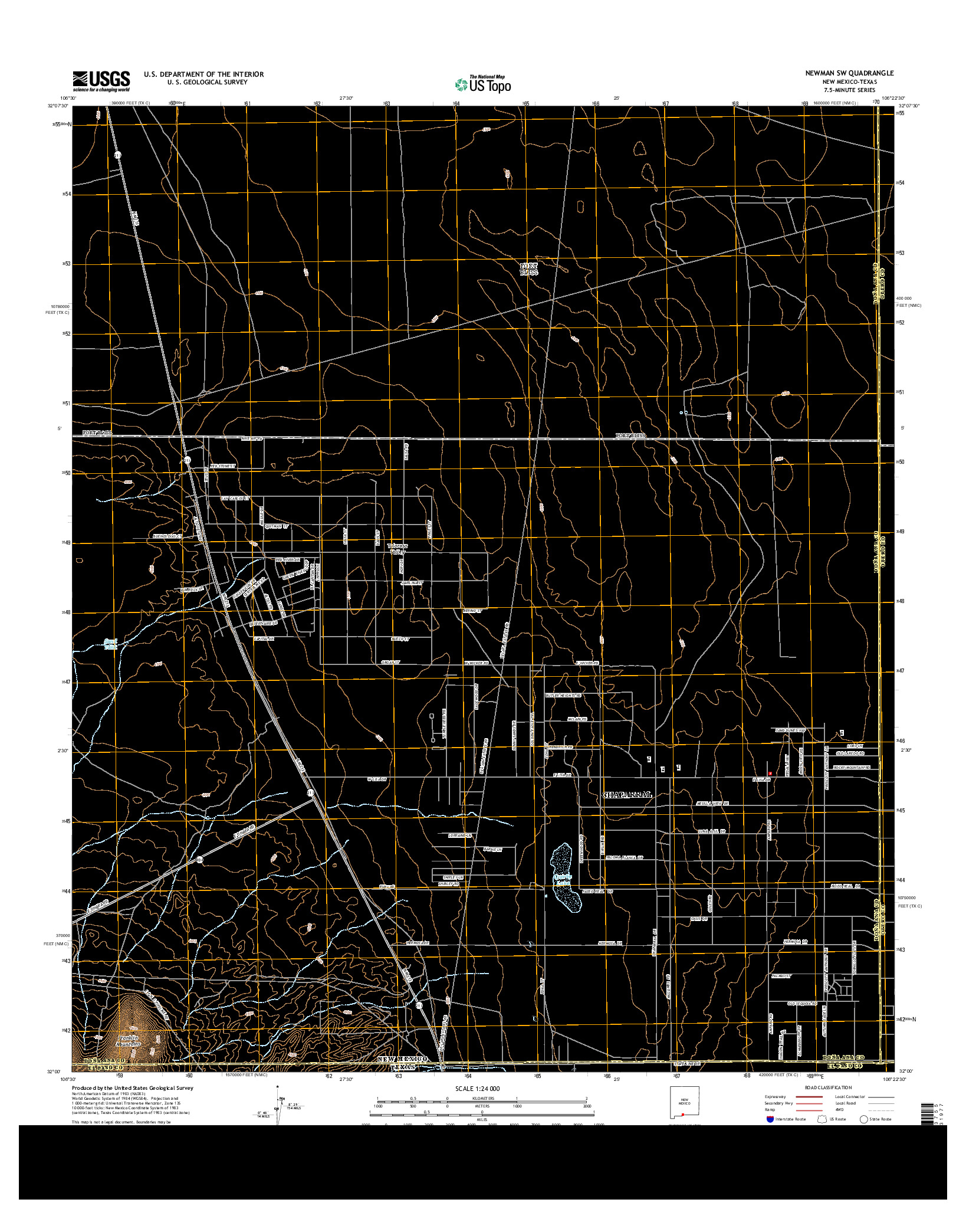 USGS US TOPO 7.5-MINUTE MAP FOR NEWMAN SW, NM-TX 2013