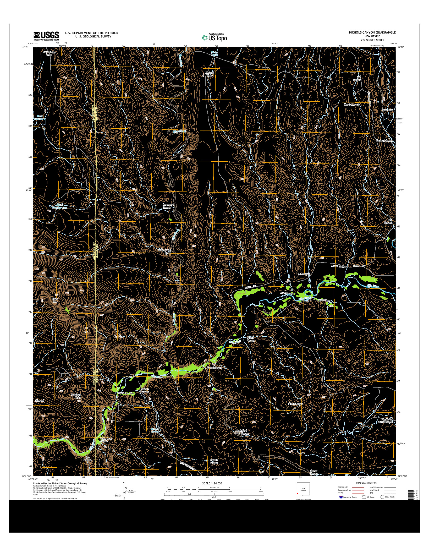 USGS US TOPO 7.5-MINUTE MAP FOR NICHOLS CANYON, NM 2013