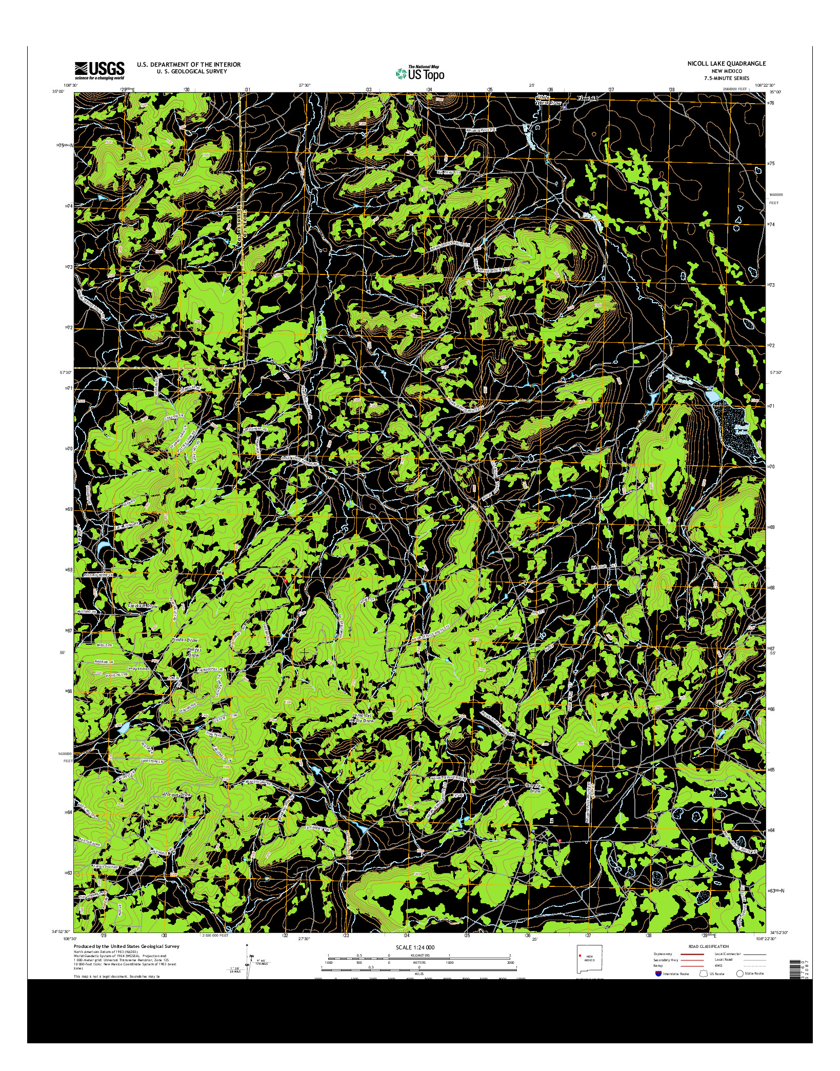 USGS US TOPO 7.5-MINUTE MAP FOR NICOLL LAKE, NM 2013