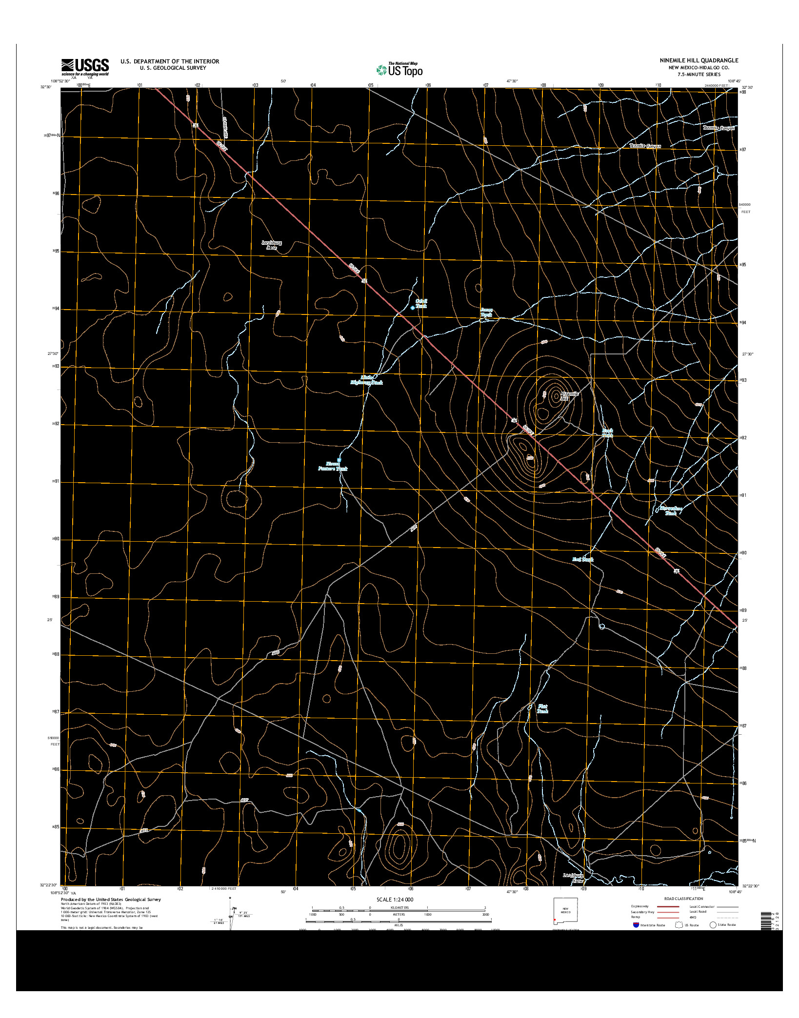 USGS US TOPO 7.5-MINUTE MAP FOR NINEMILE HILL, NM 2013