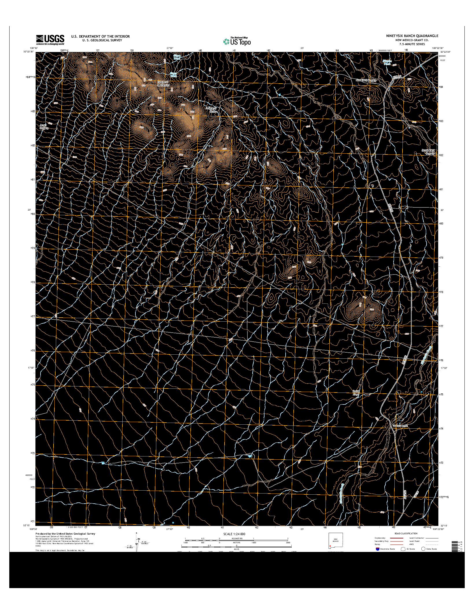 USGS US TOPO 7.5-MINUTE MAP FOR NINETYSIX RANCH, NM 2013