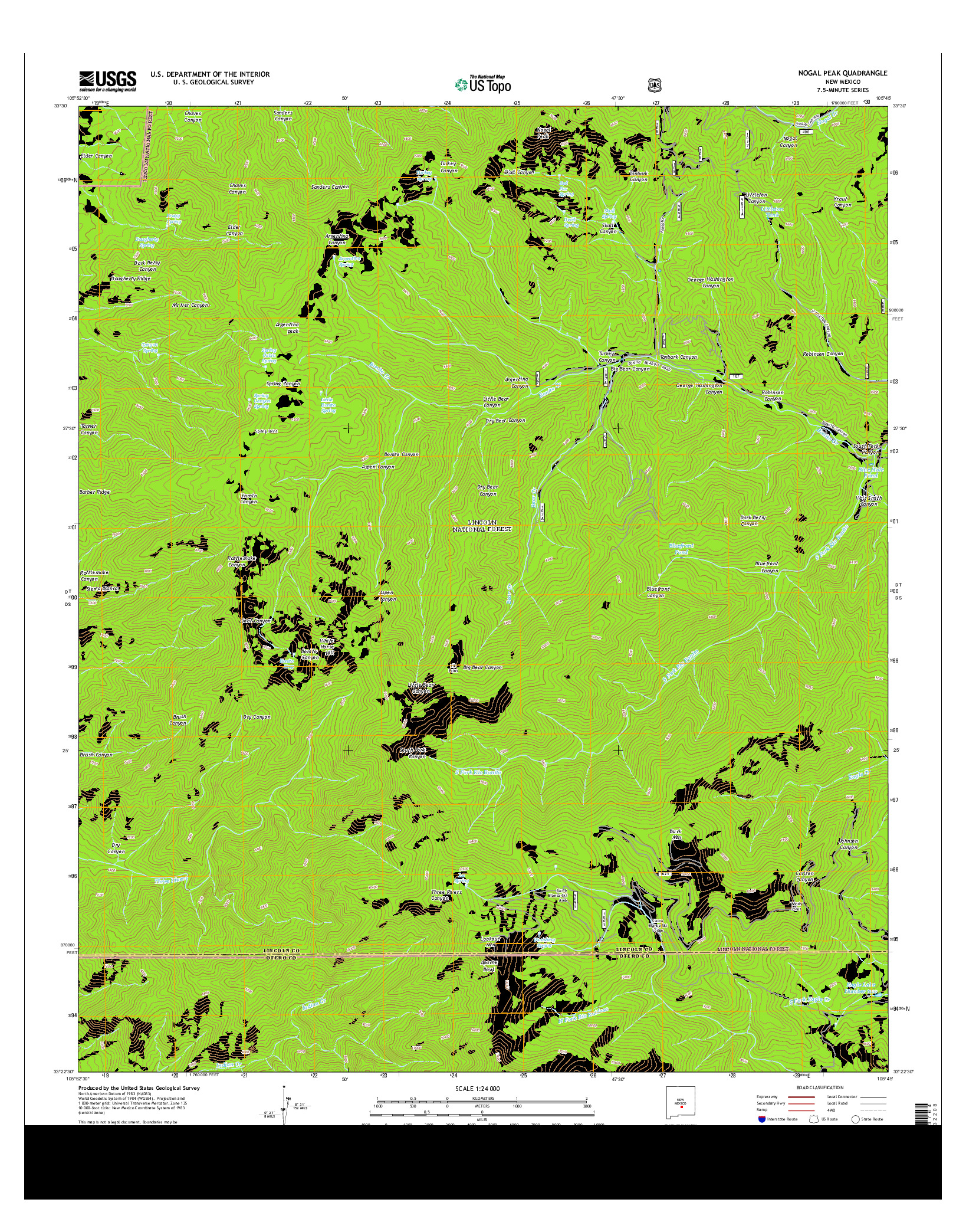 USGS US TOPO 7.5-MINUTE MAP FOR NOGAL PEAK, NM 2013