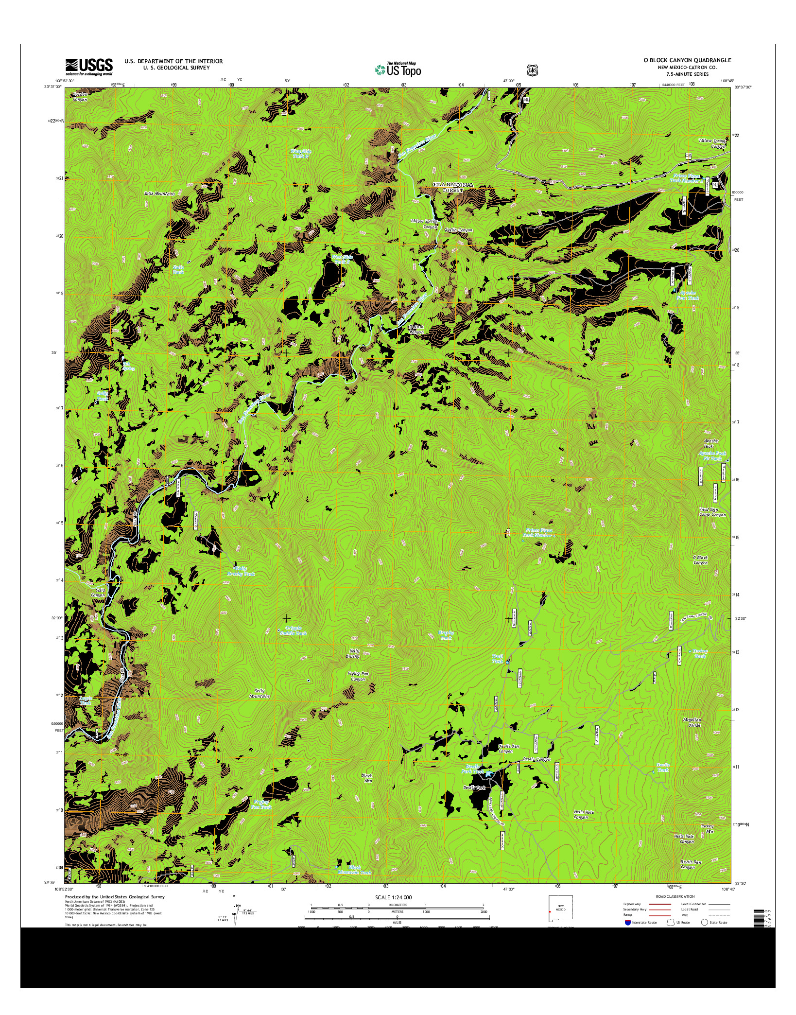 USGS US TOPO 7.5-MINUTE MAP FOR O BLOCK CANYON, NM 2013