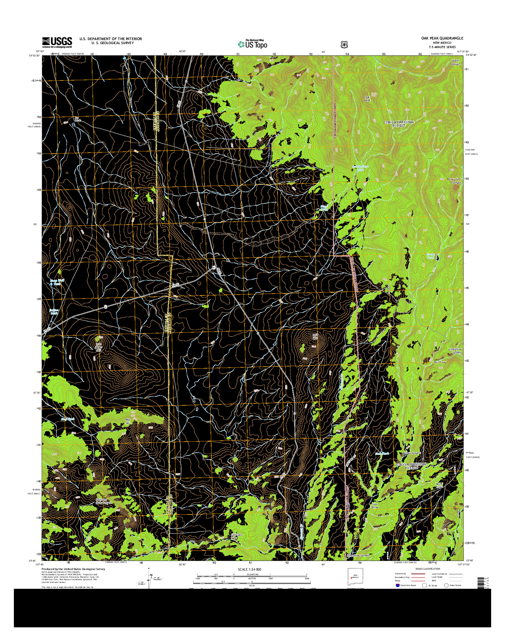 USGS US TOPO 7.5-MINUTE MAP FOR OAK PEAK, NM 2013