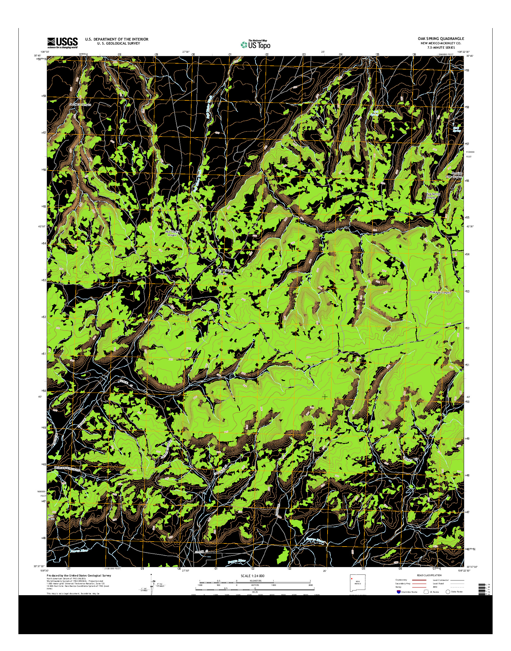 USGS US TOPO 7.5-MINUTE MAP FOR OAK SPRING, NM 2013