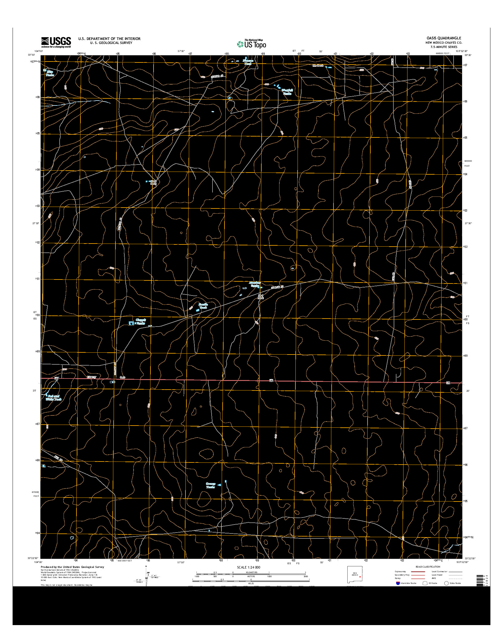 USGS US TOPO 7.5-MINUTE MAP FOR OASIS, NM 2013